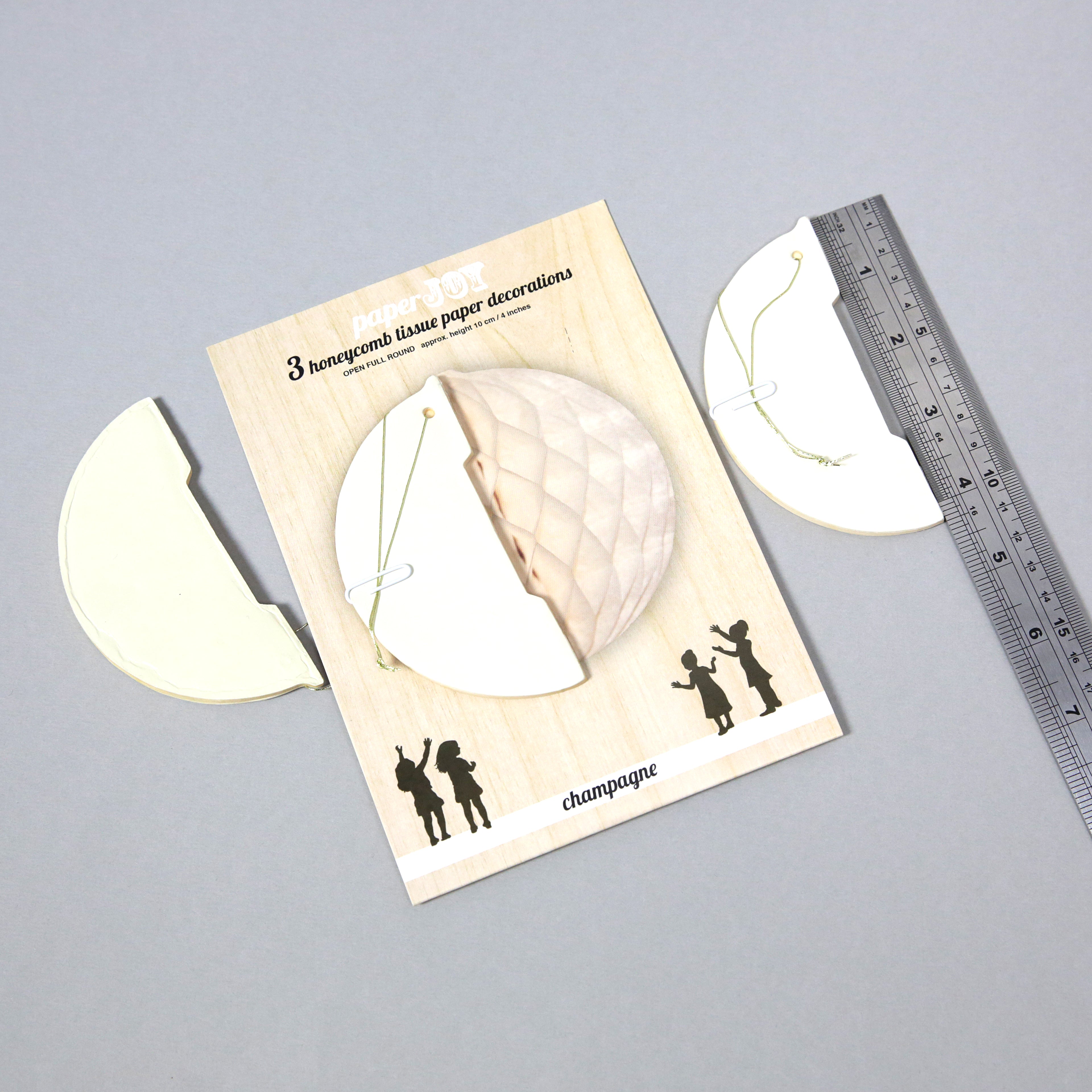 Pack of 3 'Paper Joy' Honeycomb Paper Party Decorations - small