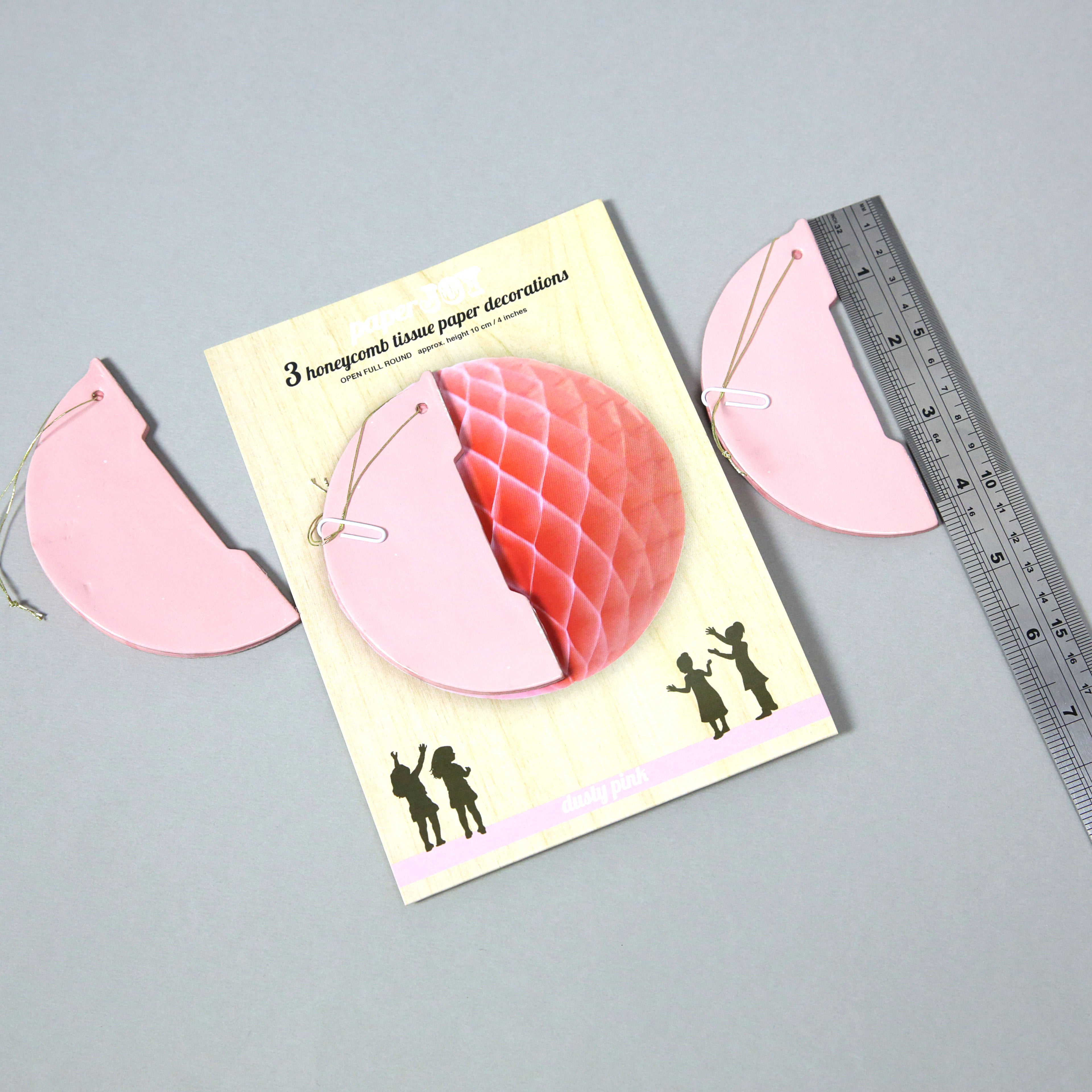 Pack of 3 'Paper Joy' Honeycomb Paper Party Decorations - small