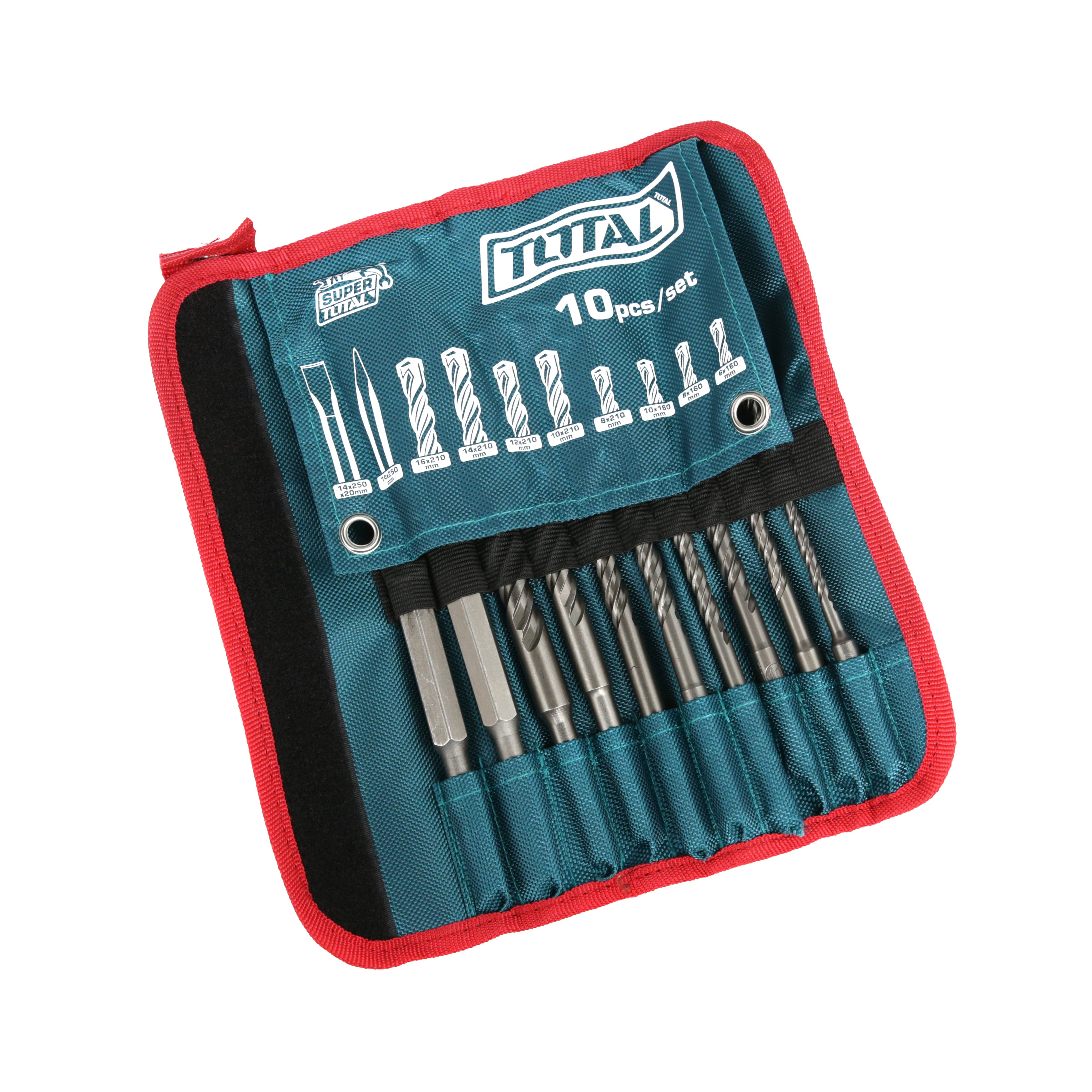 Total Hammer Drill Bits and Chisel Set - 10pcs- TACSD19101