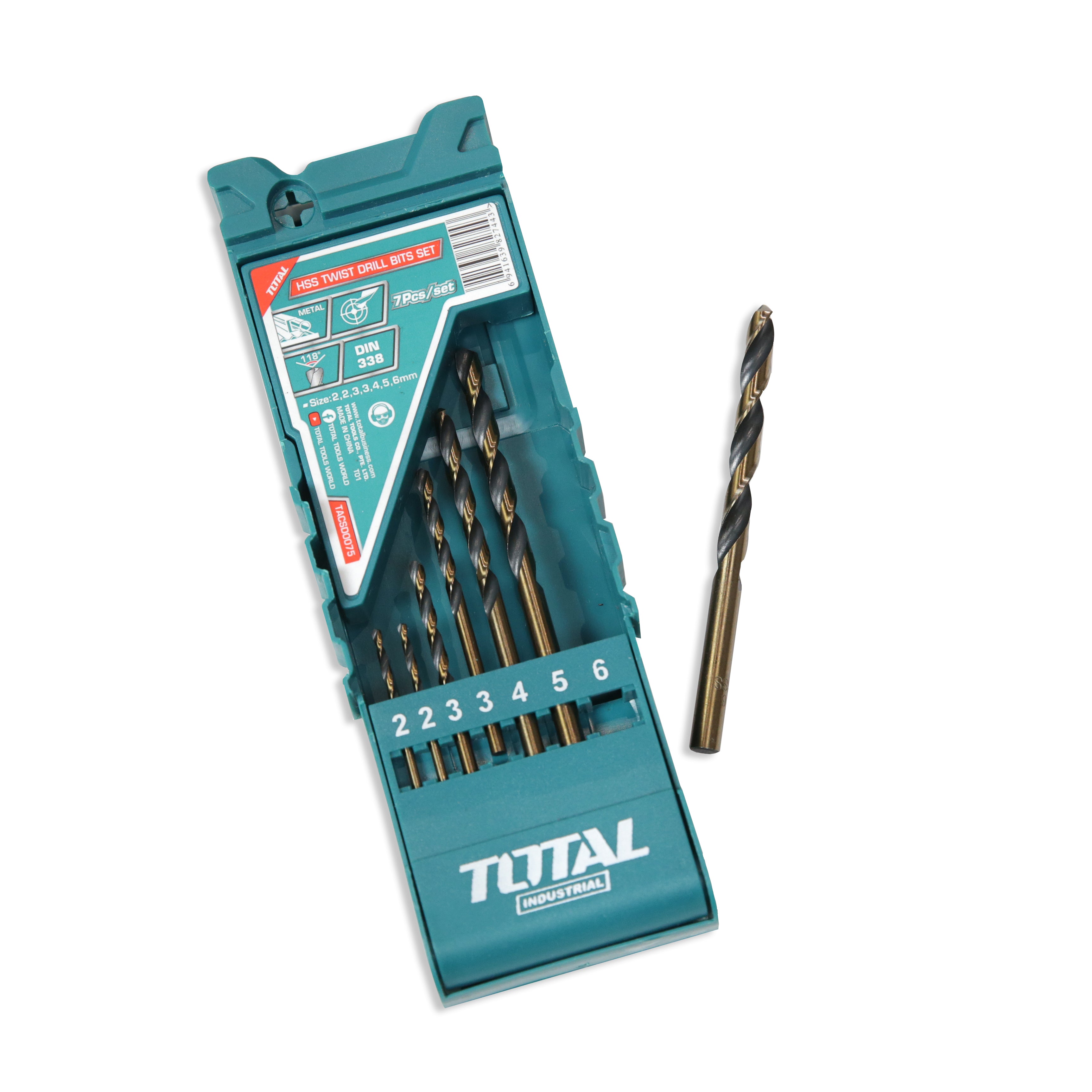 Total Tools 7 Pcs HSS Twist Drill Bit Set TACSD0075