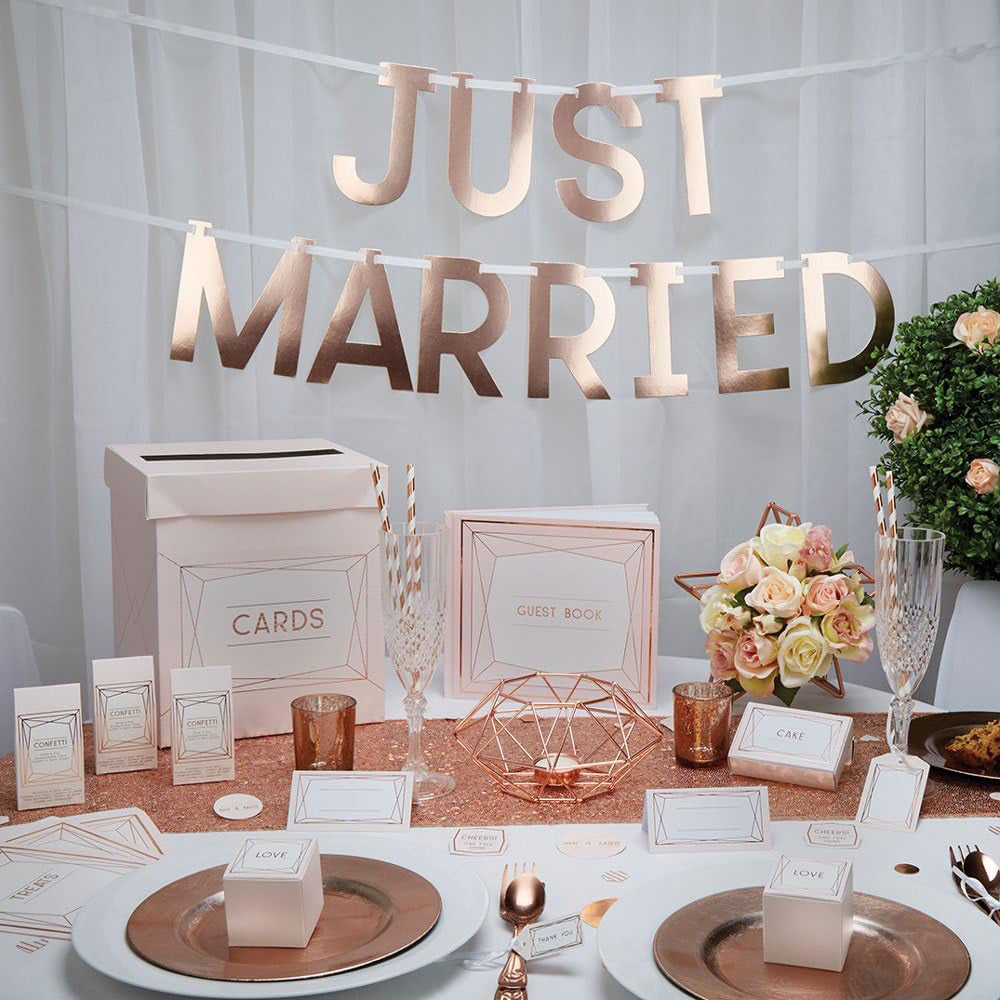 Neviti Mr and Mrs Table Scatters - Rose Gold and White