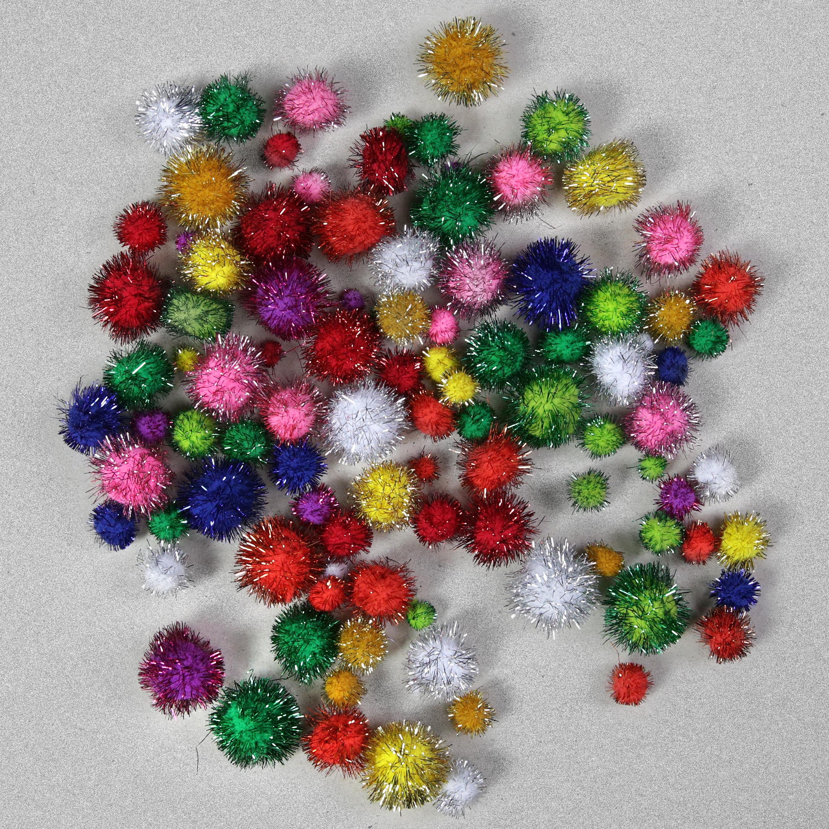 100 Glitter Pom Poms
