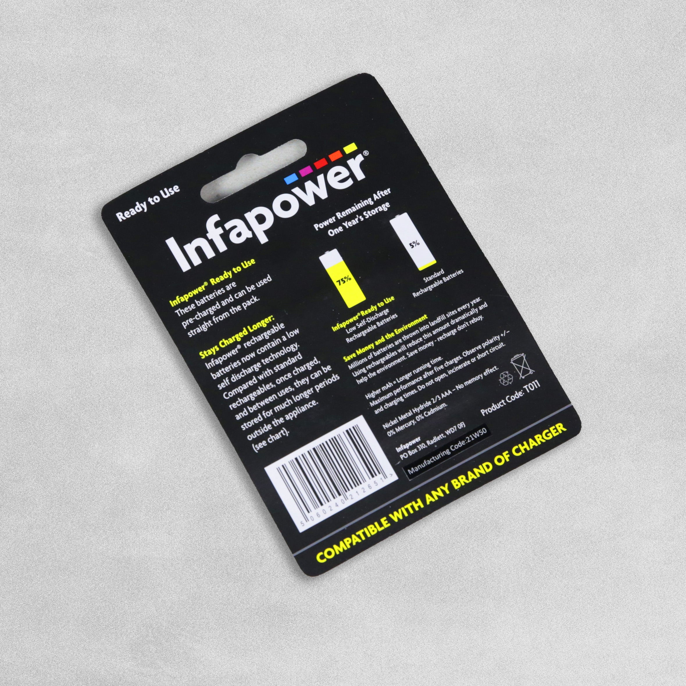 Infapower Rechargeable Solar Light 2/3 AAA Batteries 400MaH - Pack of 4