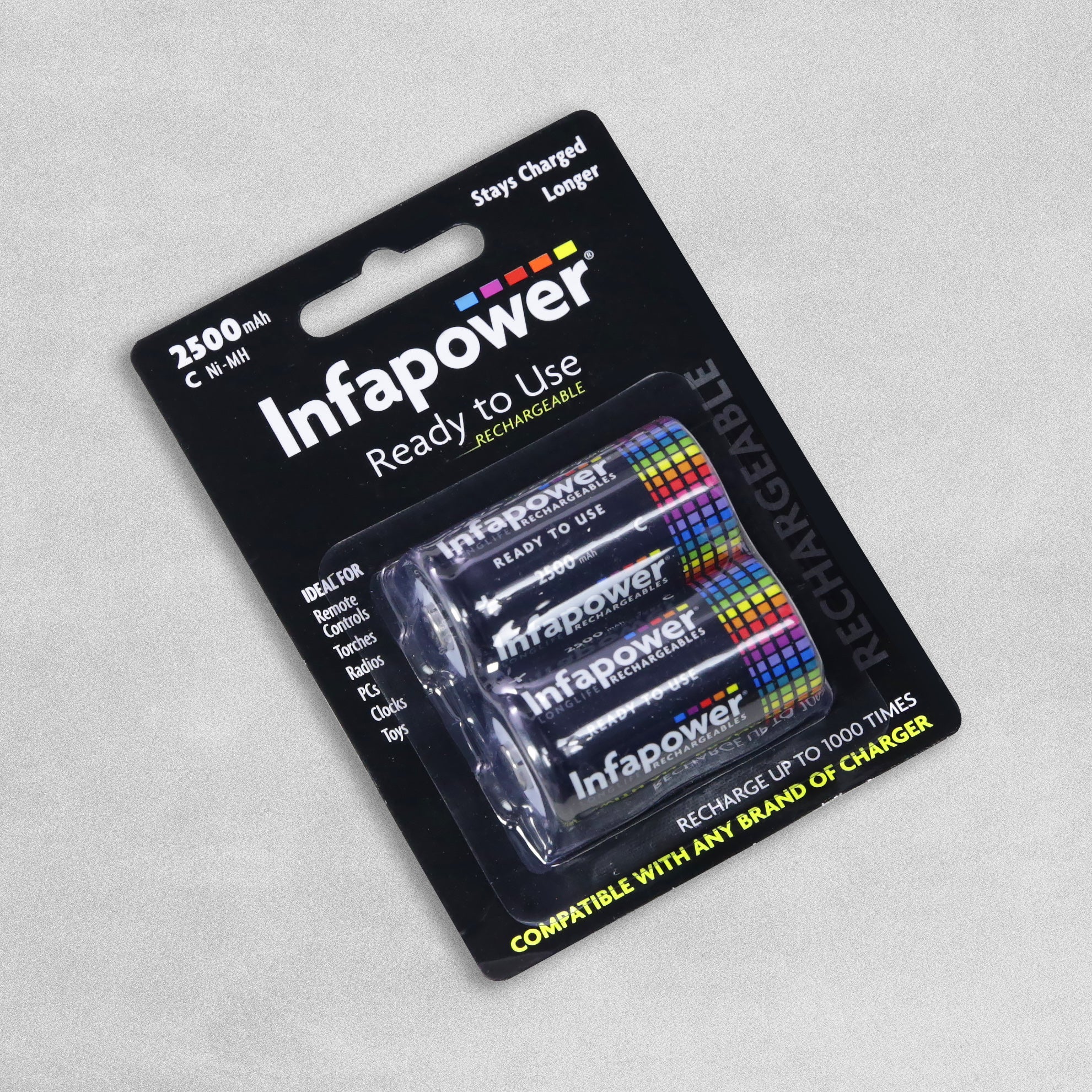 Infapower Rechargeable C Batteries 2500mAh - Pack of 2