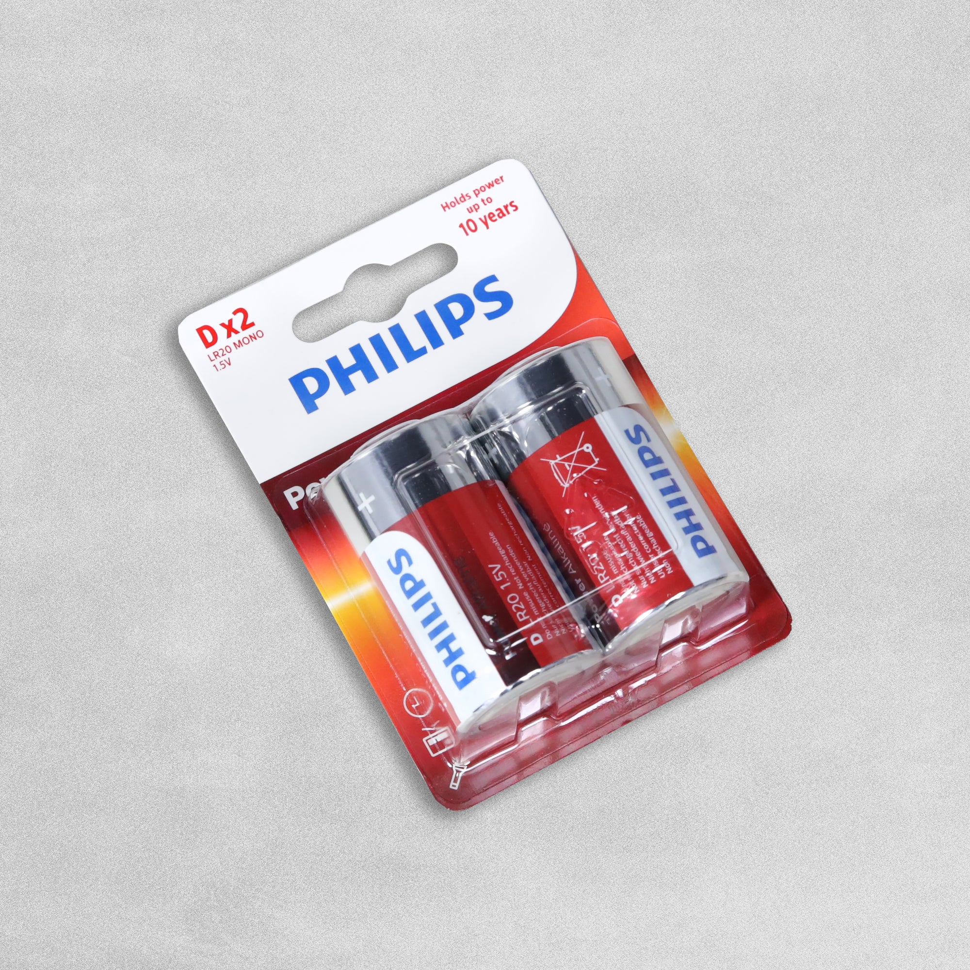 Philips Power Alkaline D Batteries LR20 1.5V - Pack of 2