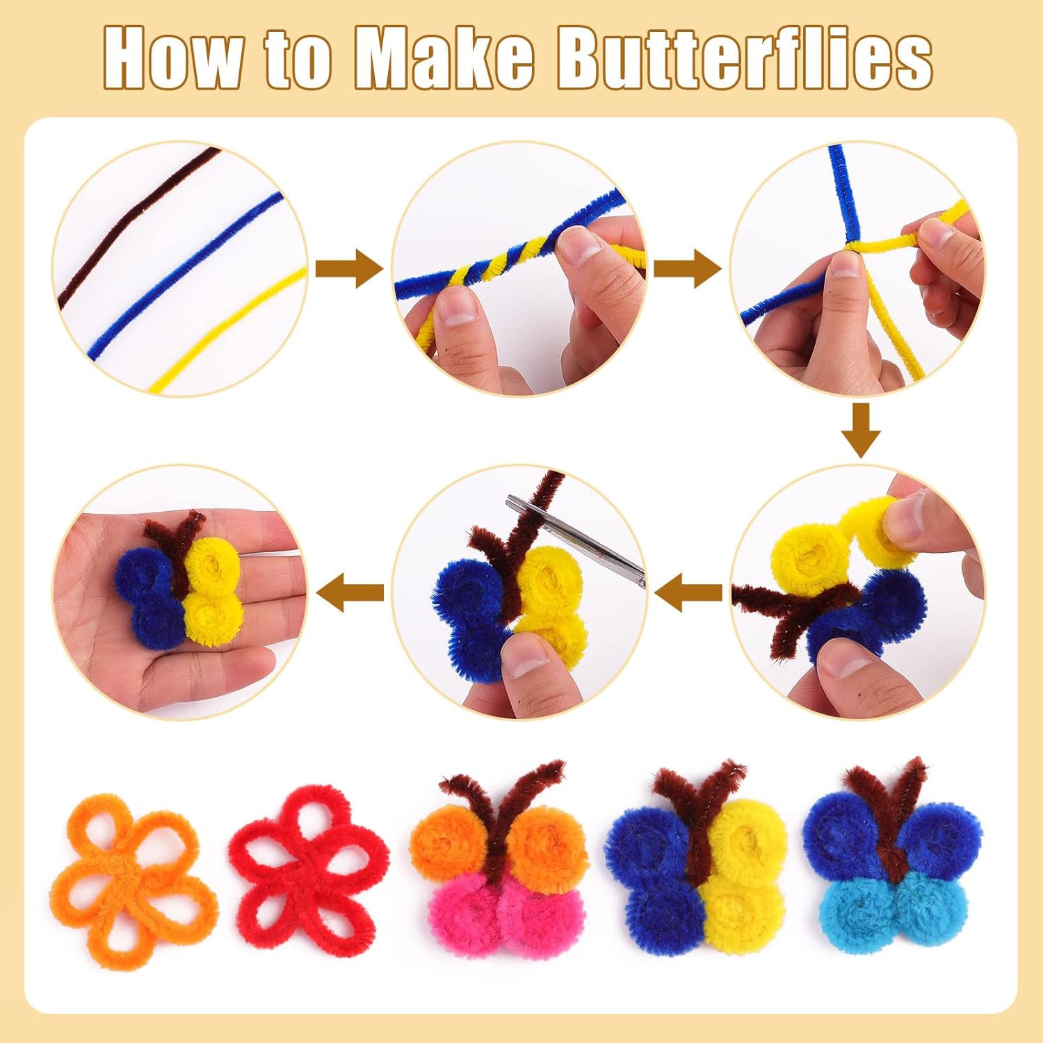 Craft Pipe Cleaners - Assorted Pack of 1000