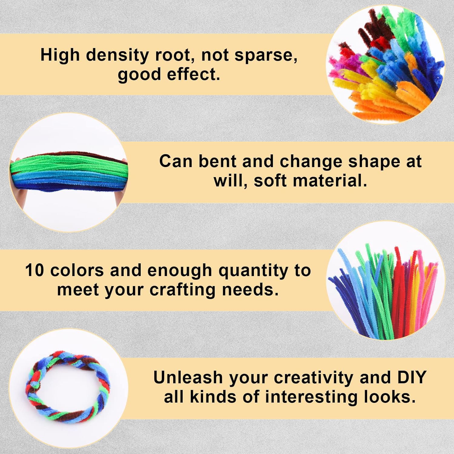 Craft Pipe Cleaners - Assorted Pack of 1000