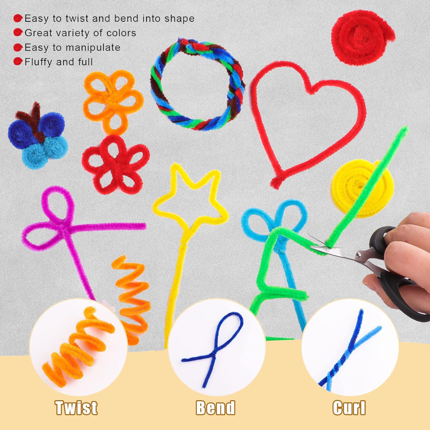 Craft Pipe Cleaners - Assorted Pack of 1000