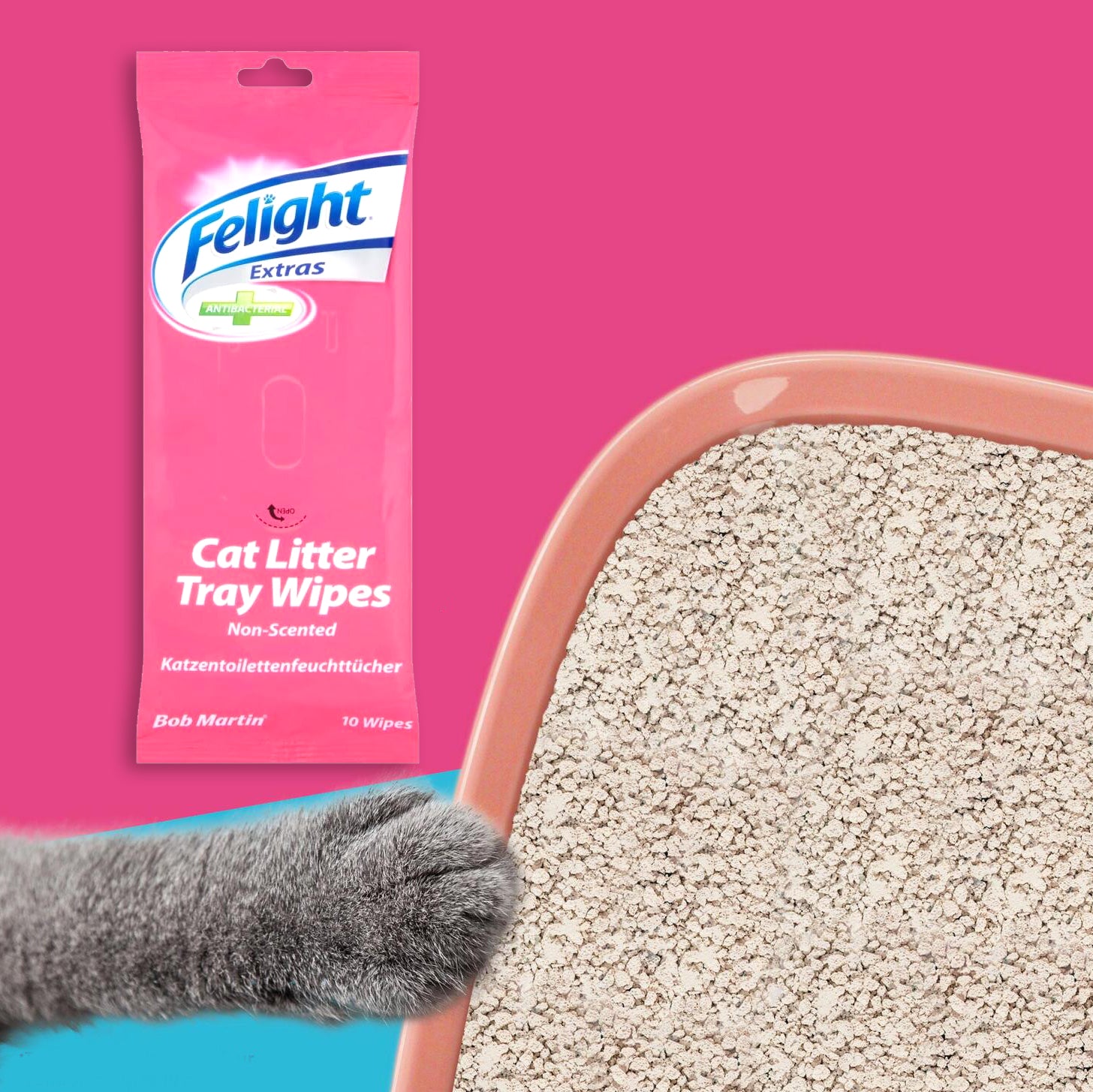Unscented Cat Litter Tray Wipes - Pack of 10