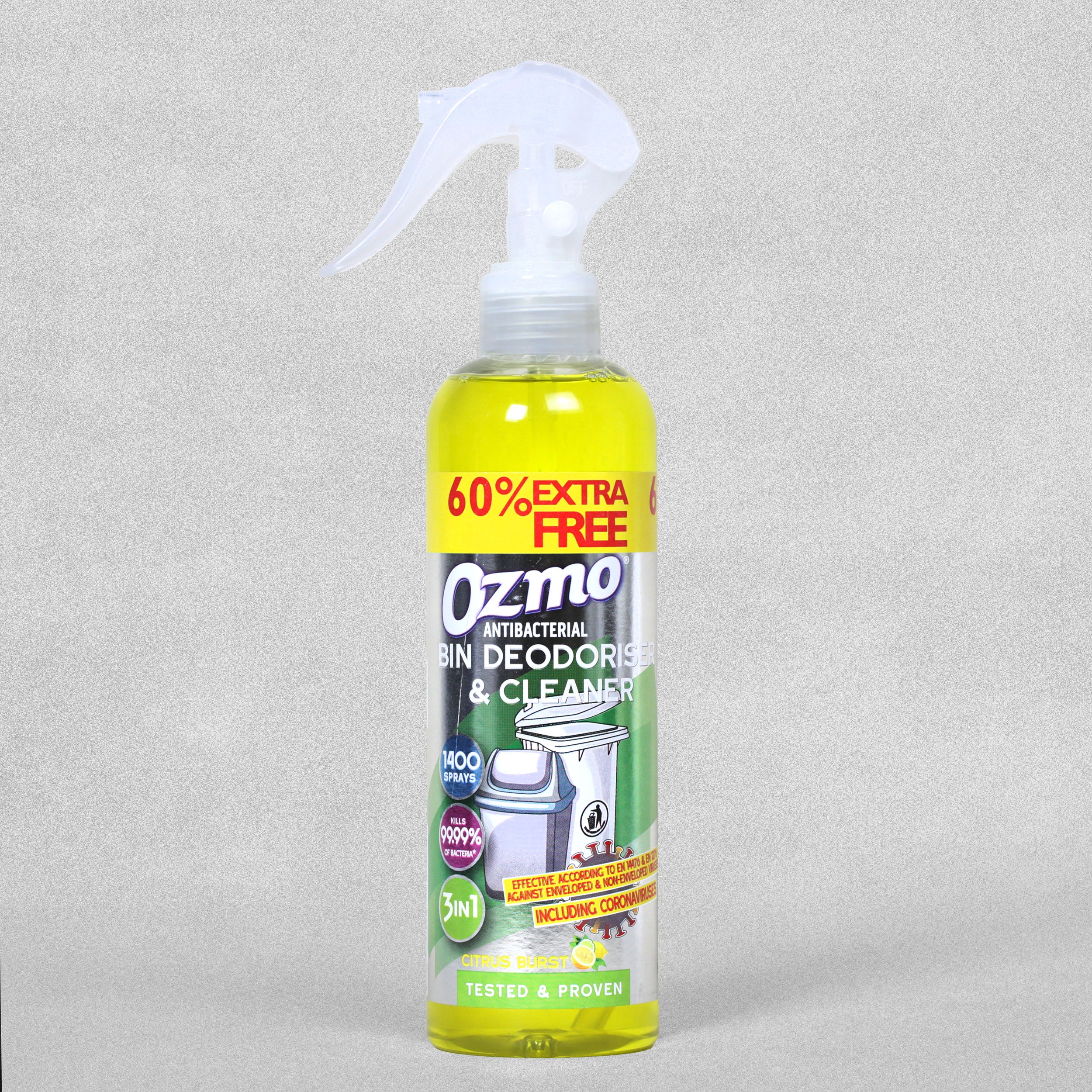 Ozmo Bin AntiBacterial Deodoriser & Cleaner Spray Citrus Burst 400m