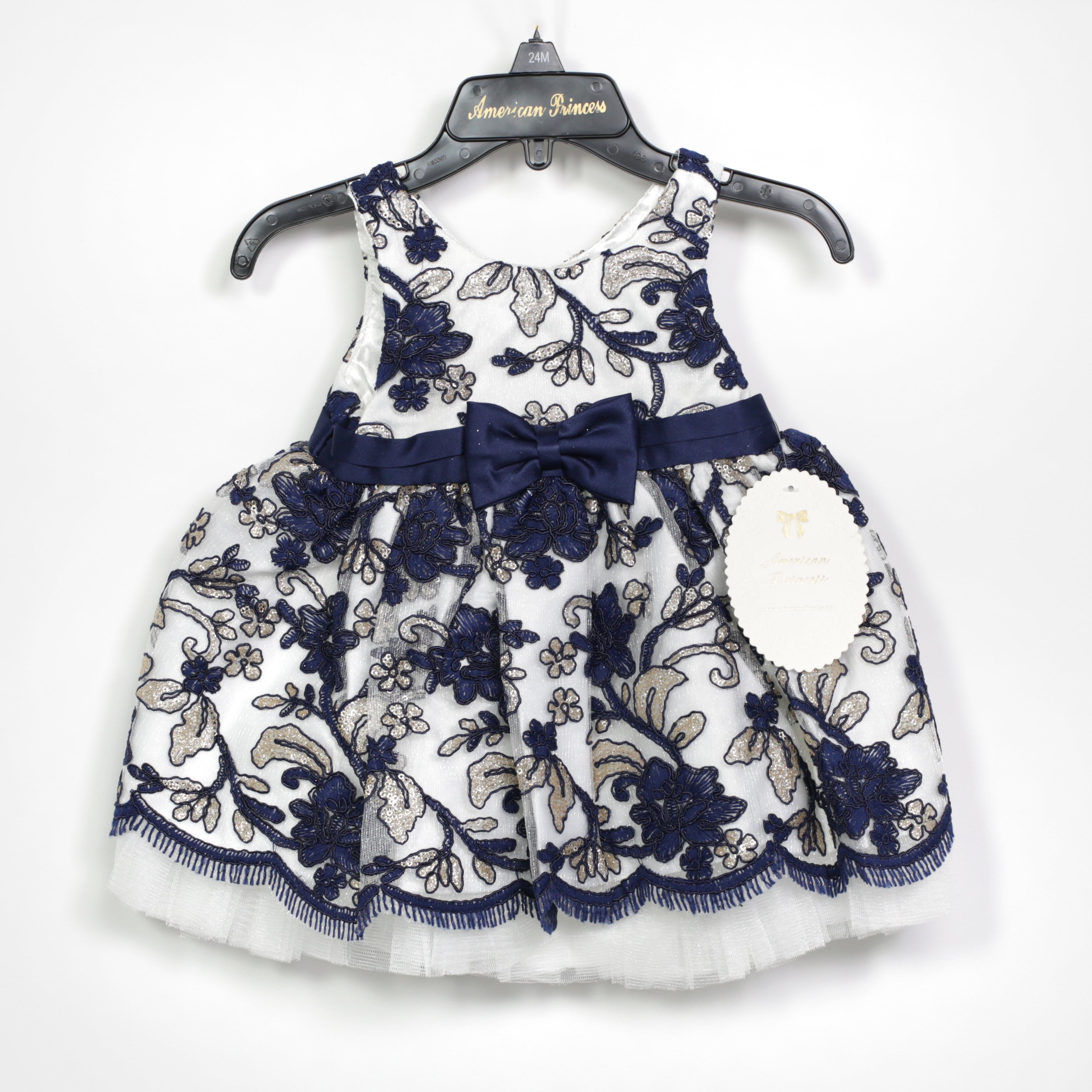 American Princess Dress - Blue Floral with Bow