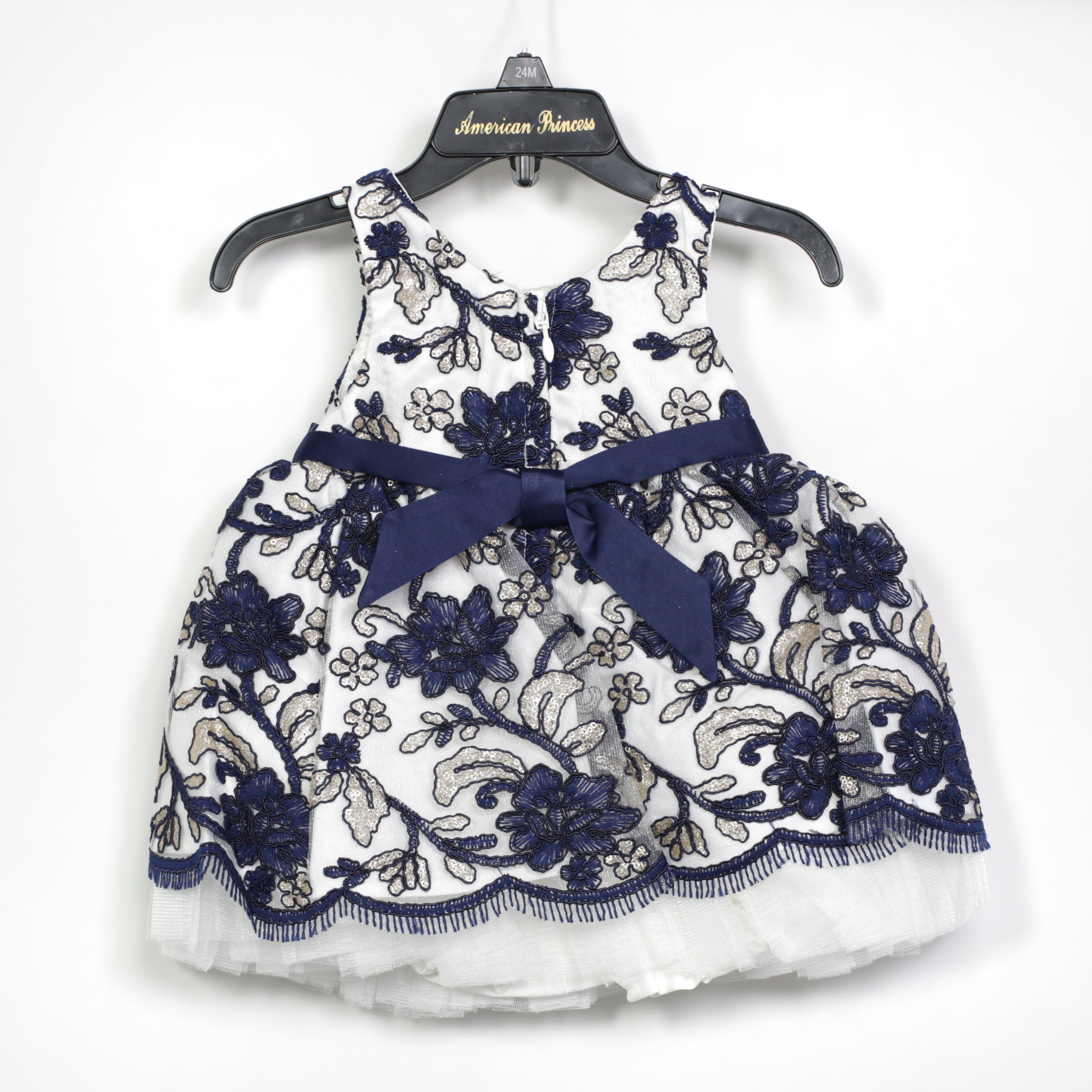 American Princess Dress - Blue Floral with Bow
