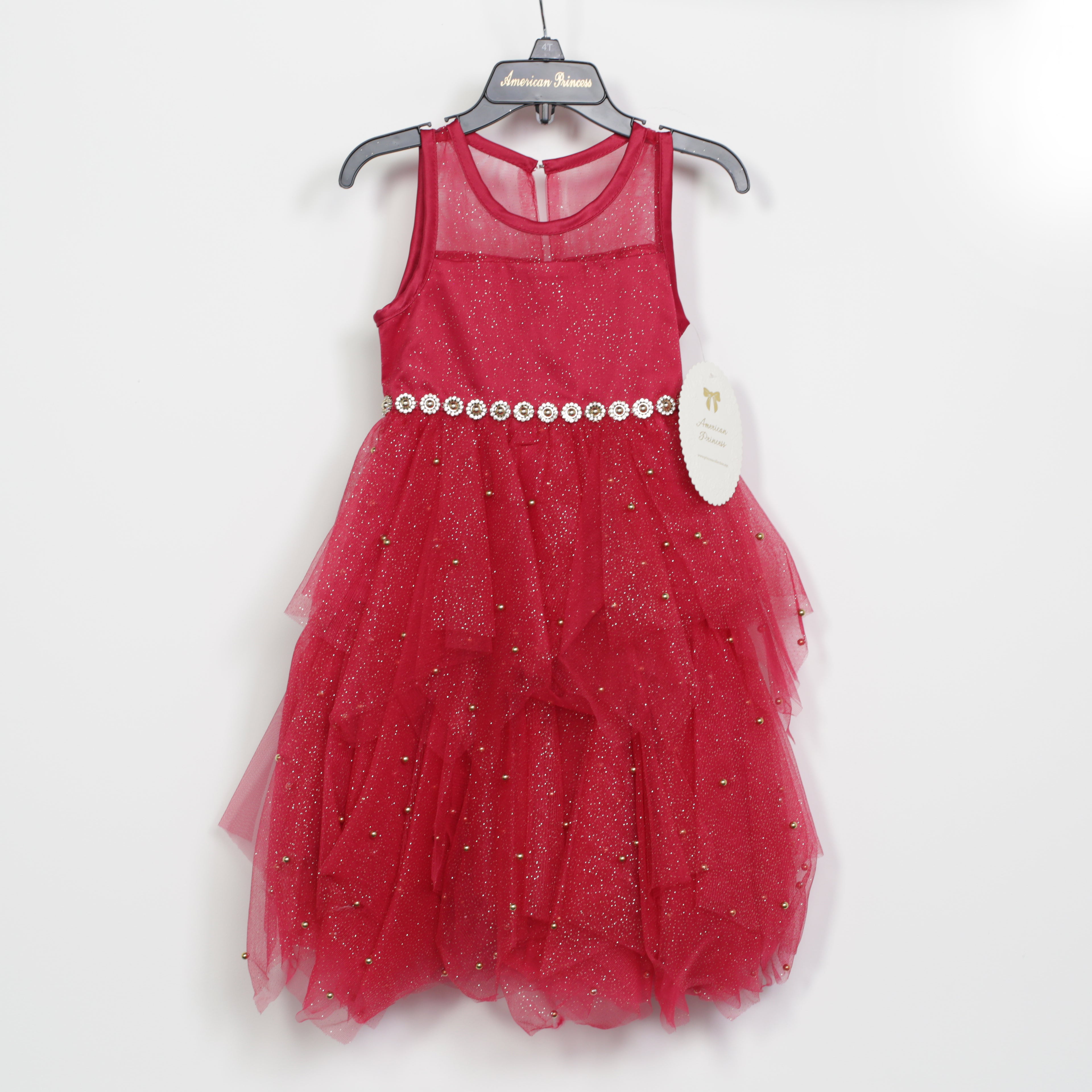 American Princess Red Dress - Gold Sparkles & Embellishments