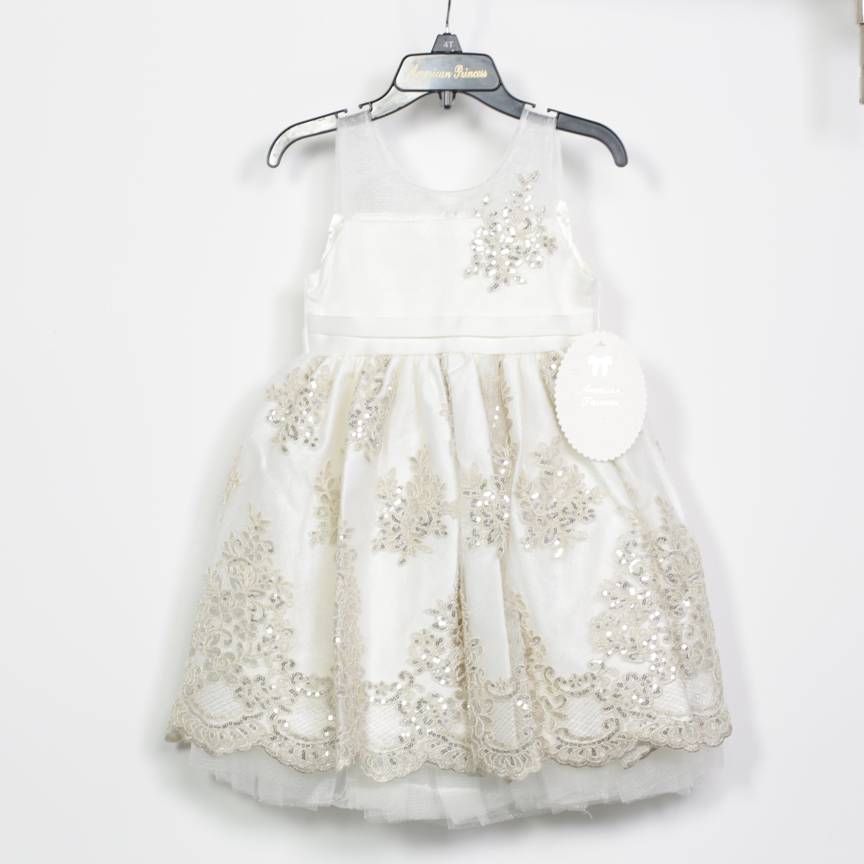 American Princess Ivory Dress - Embroidered Flowers