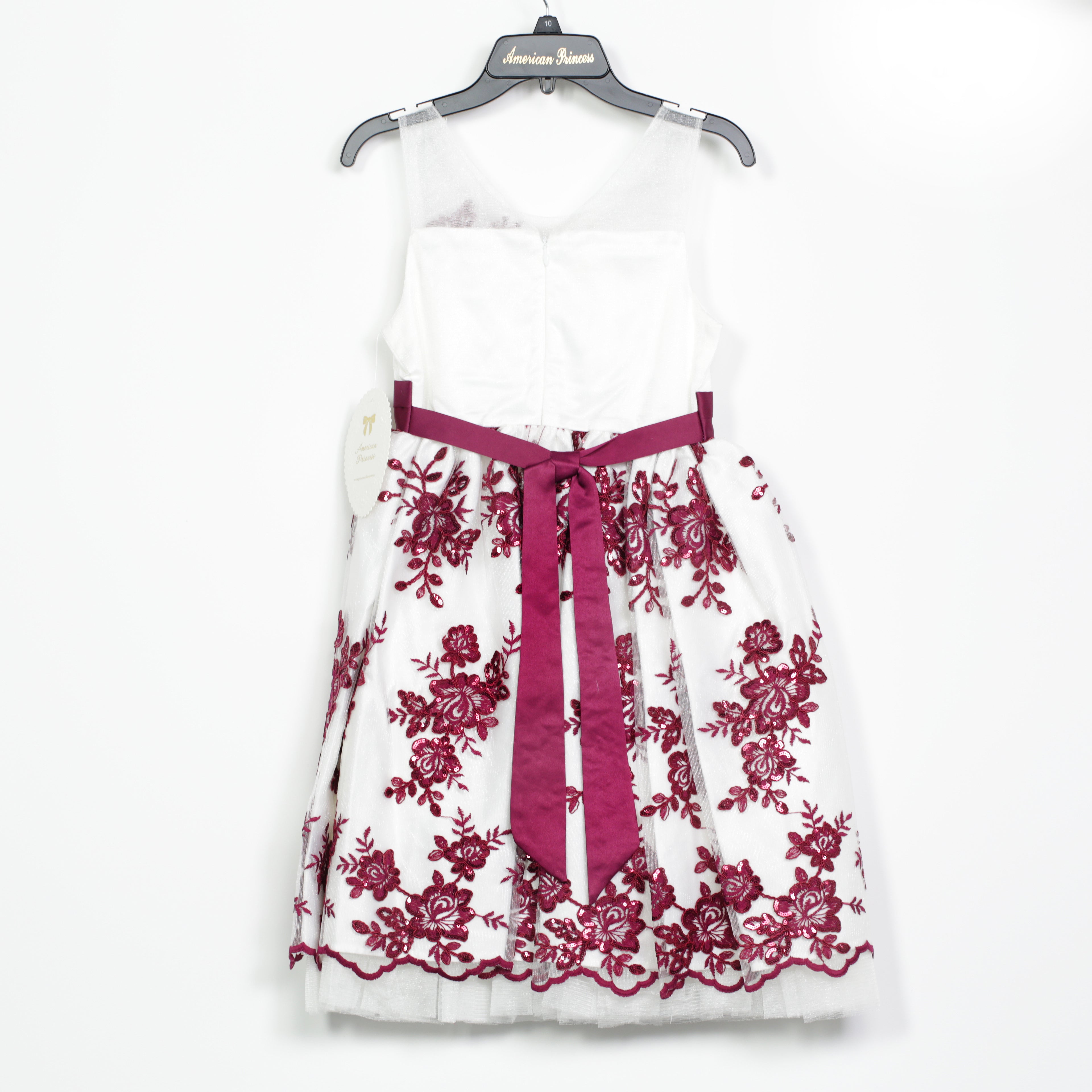 American Princess Dress - Burgundy Lace Decoration & Bow