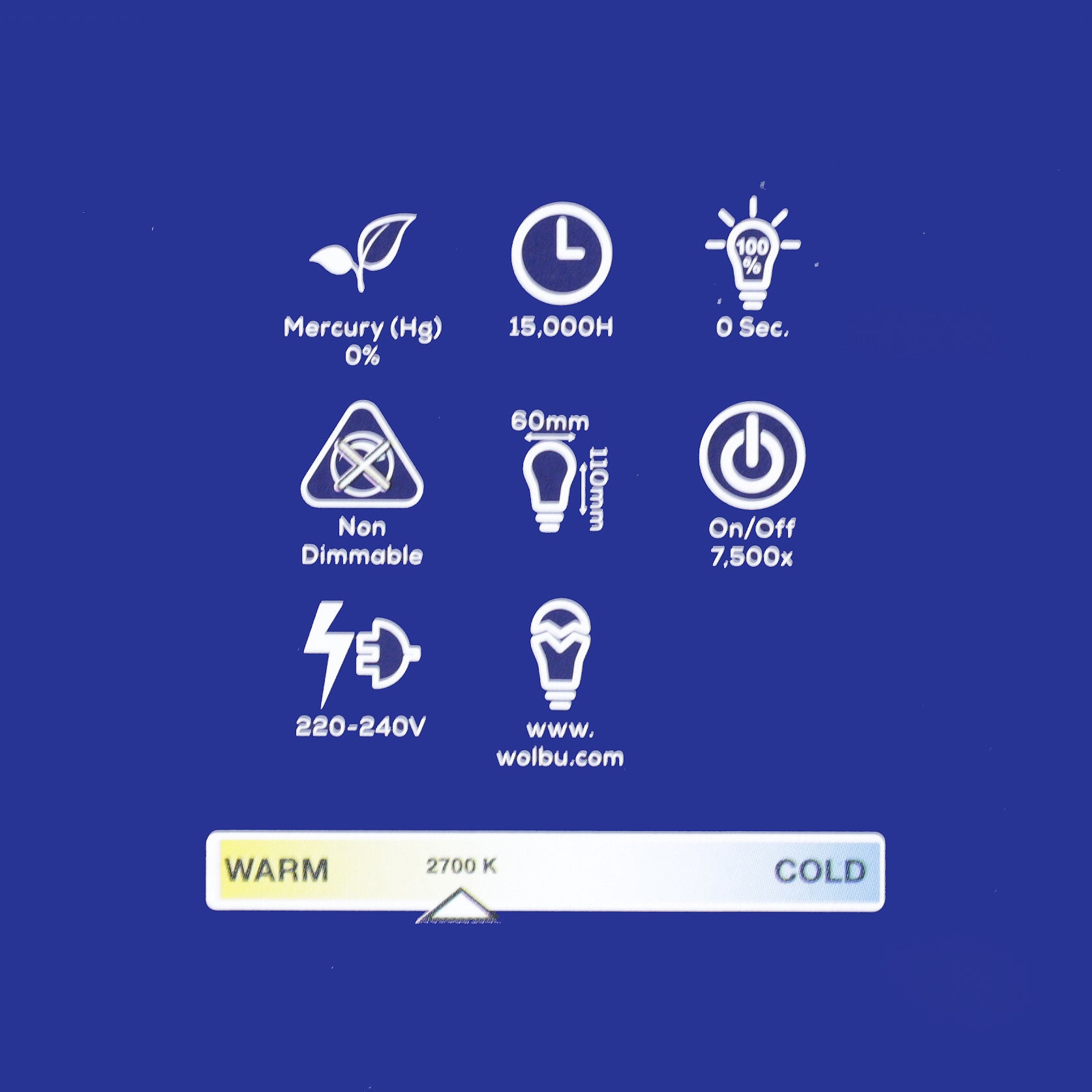 Wolbu LED E27/ES 60W Classic Bulbs - Pack of 6