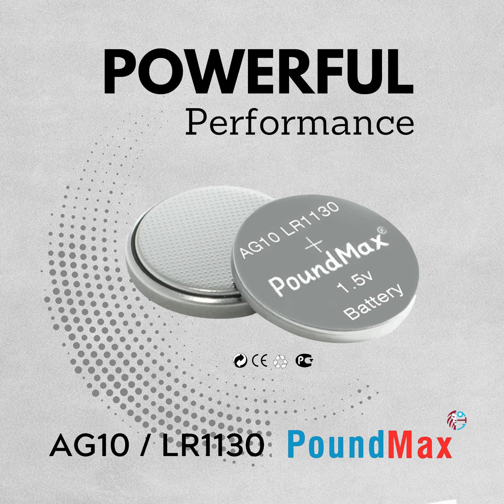 PoundMax AG10 1.5 V Alkaline Button Cell Batteries - Pack of 10