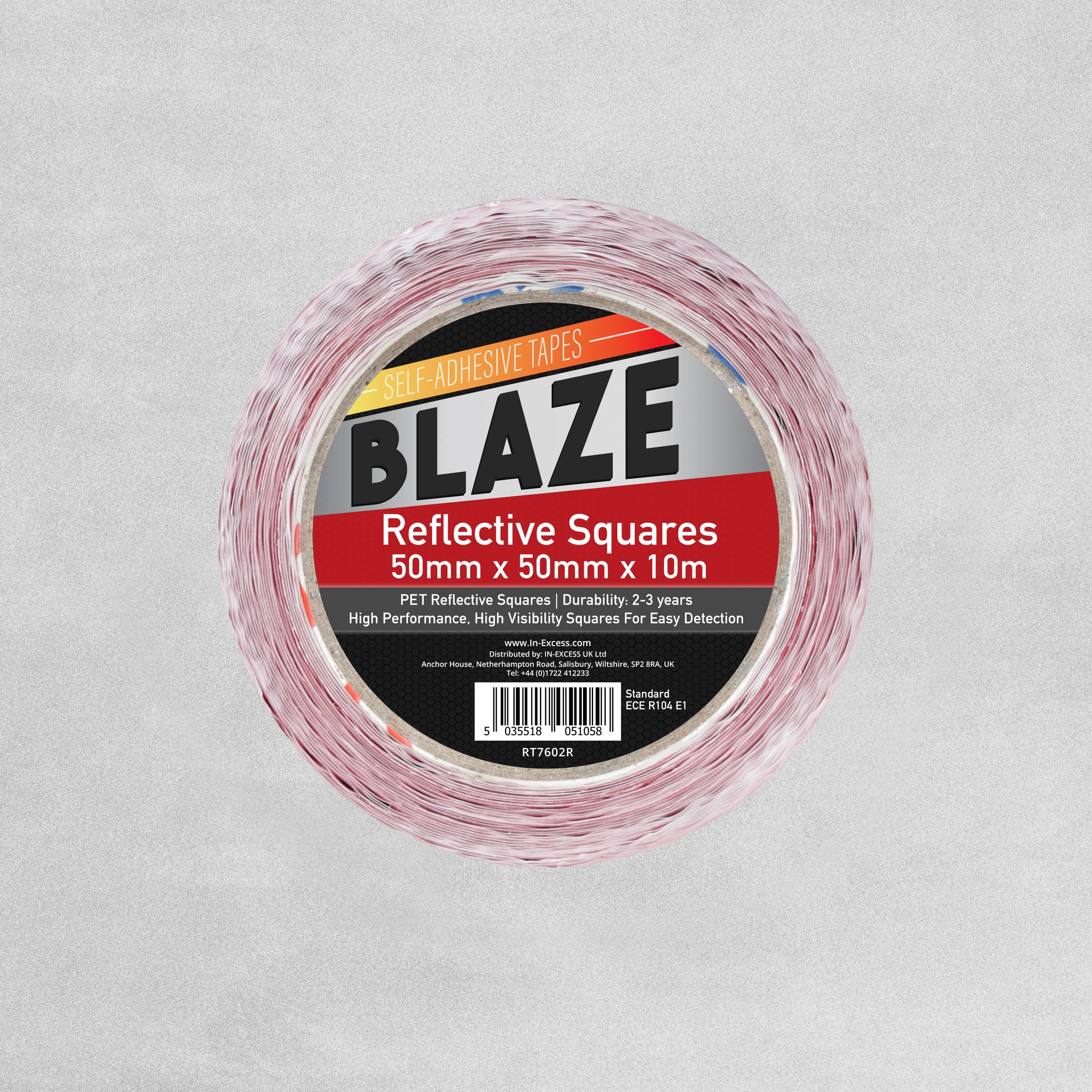 Blaze Reflective Squares - 10m Roll of 182 - Red