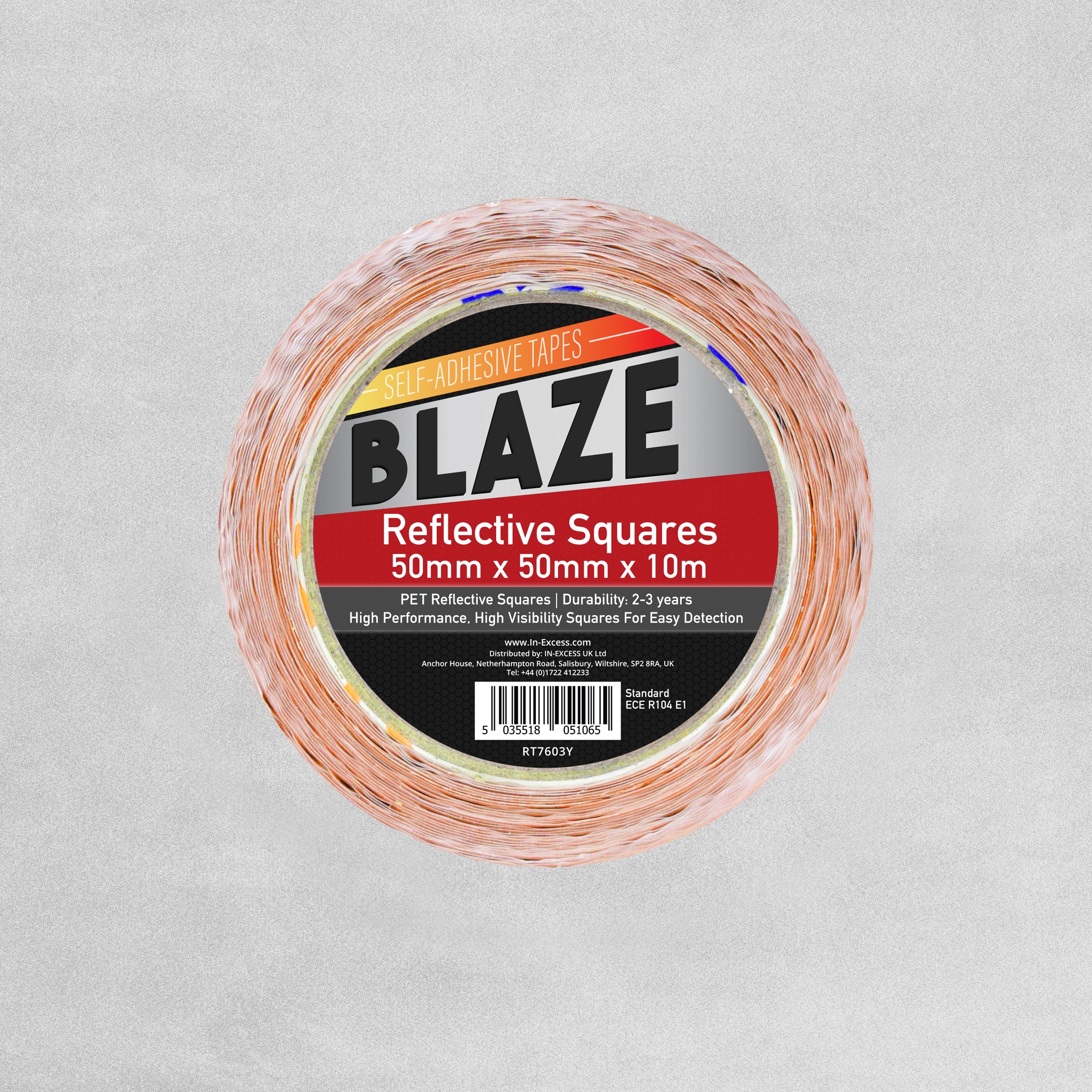 Blaze Reflective Squares - 10m Roll of 182 - Yellow