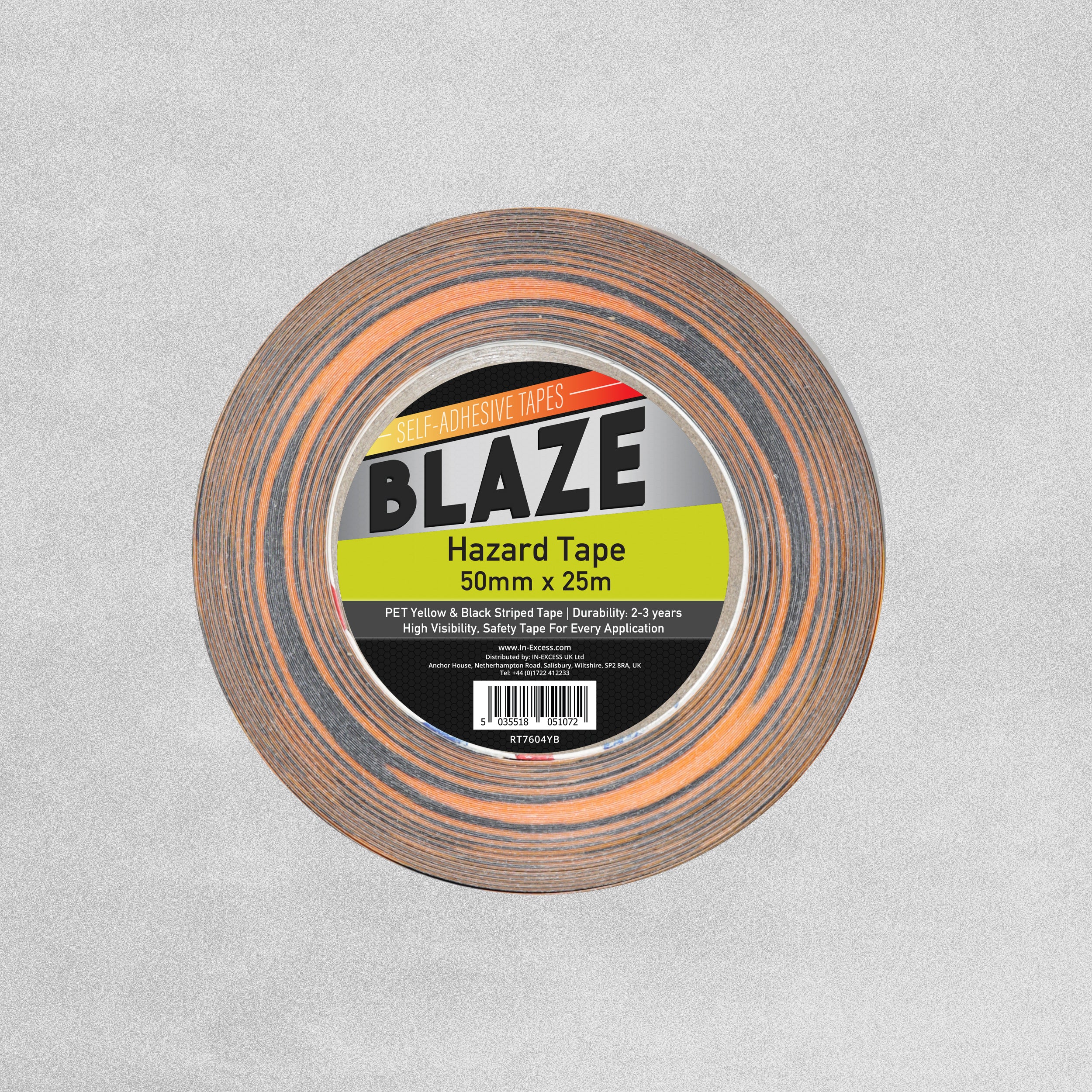 Blaze Reflective Hazard Tape 50mm x 25m Roll