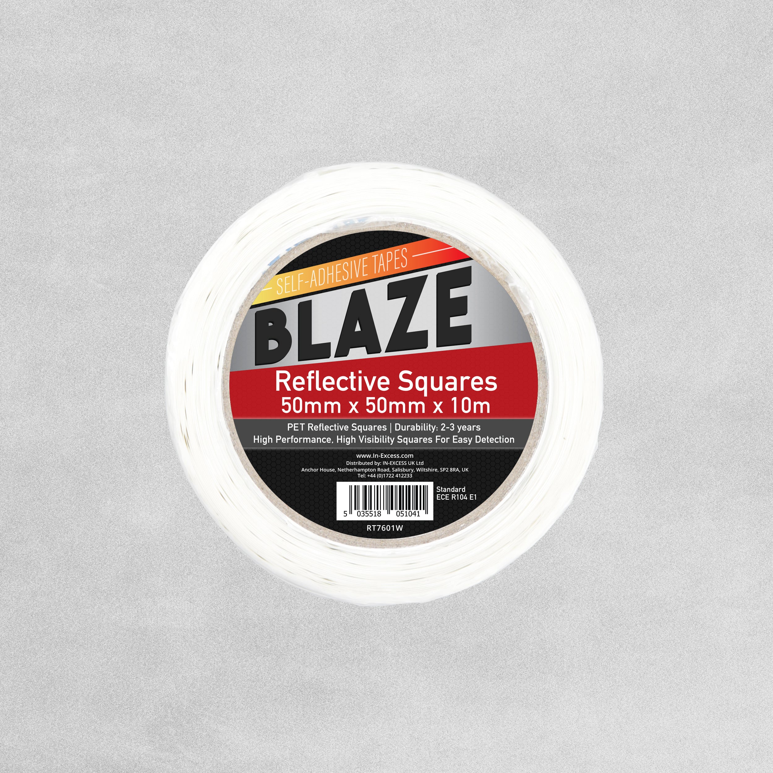 Blaze Reflective Squares - 10m Roll of 182 - White