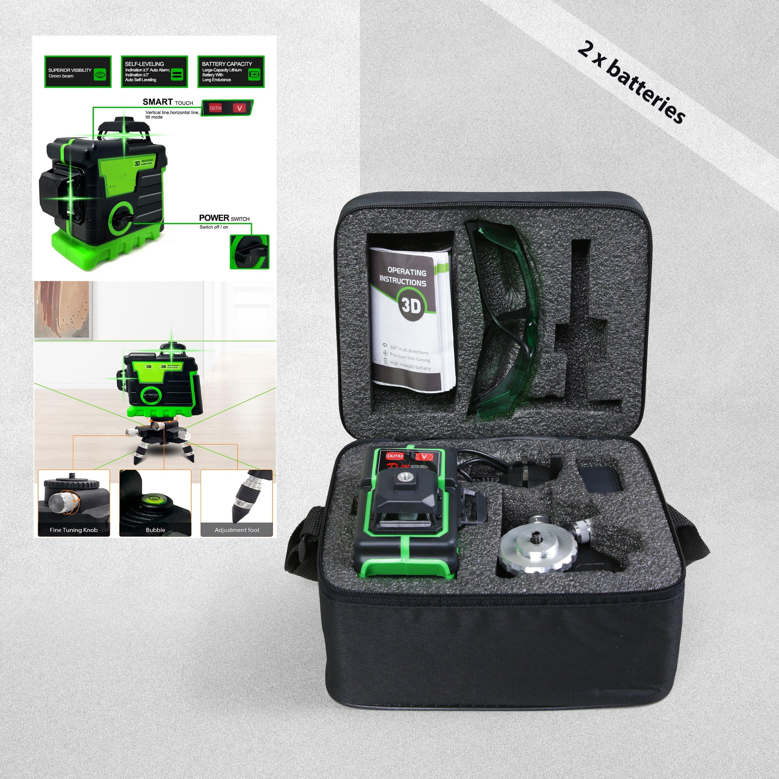 Tinton Life 3D Professional Laser Level Kit
