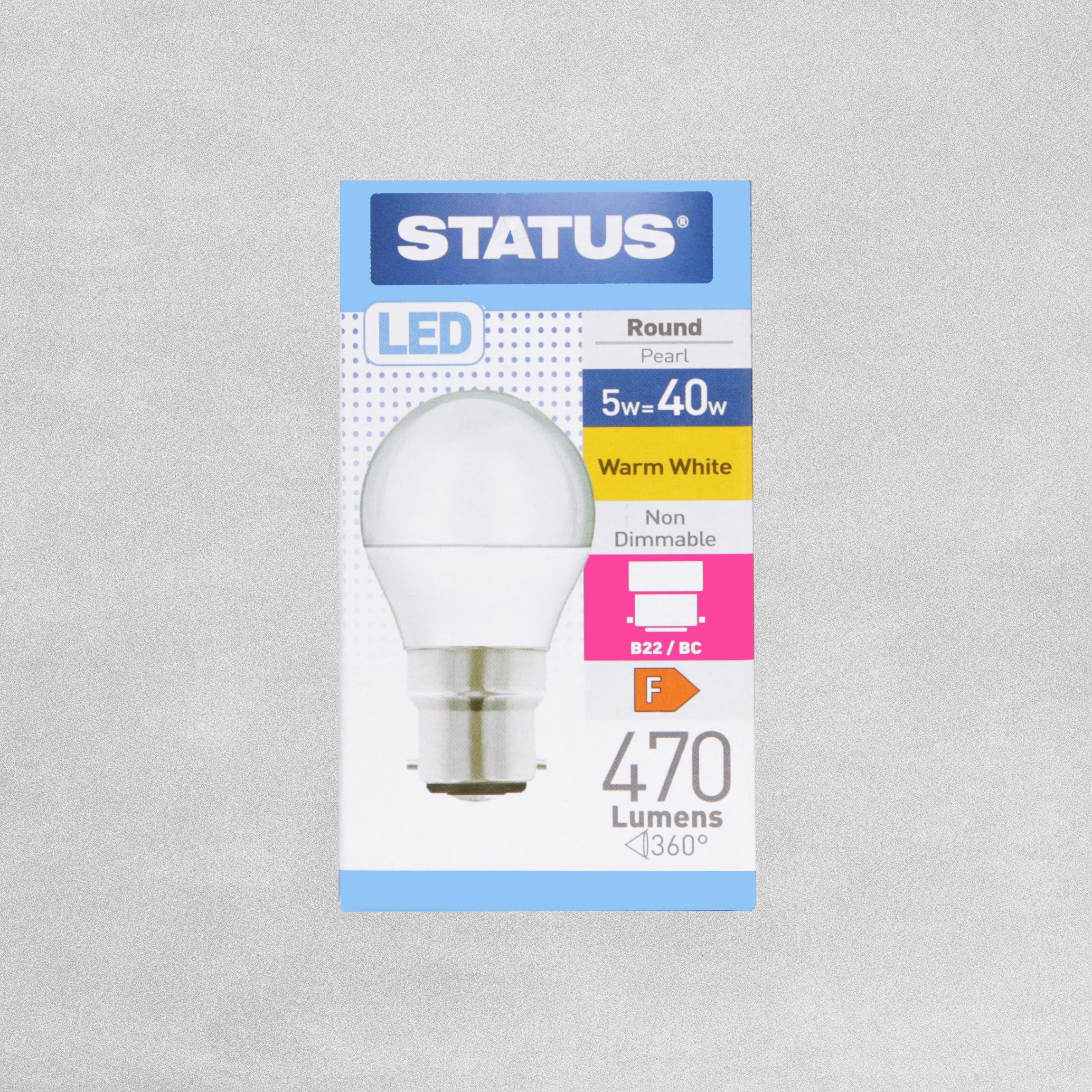 Status LED Classic Round Light Bulb B22/BC 5w=40w - Warm White