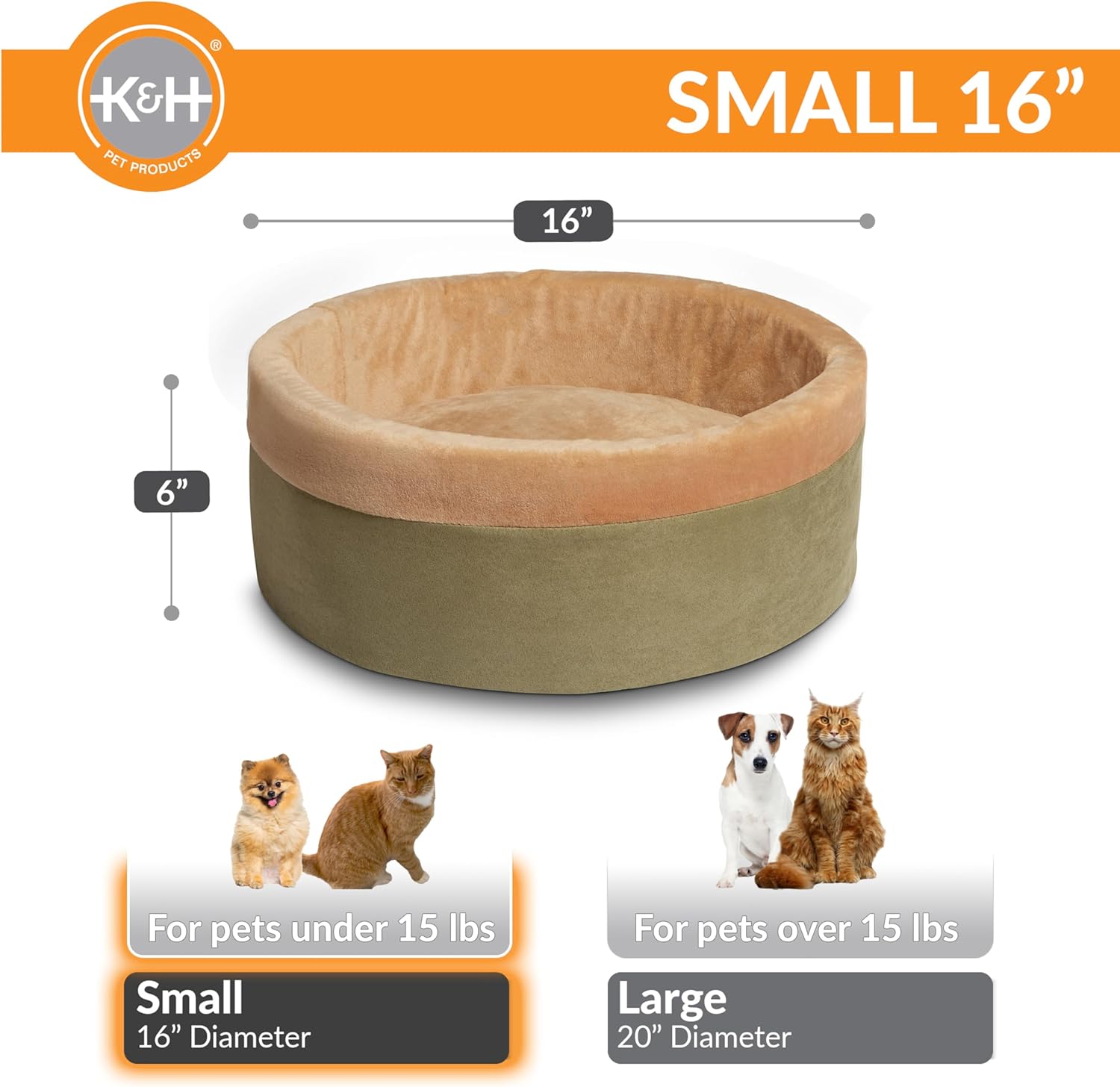 K&H Thermo-Kitty Heated Pet Bed - Various Colours/Sizes Available