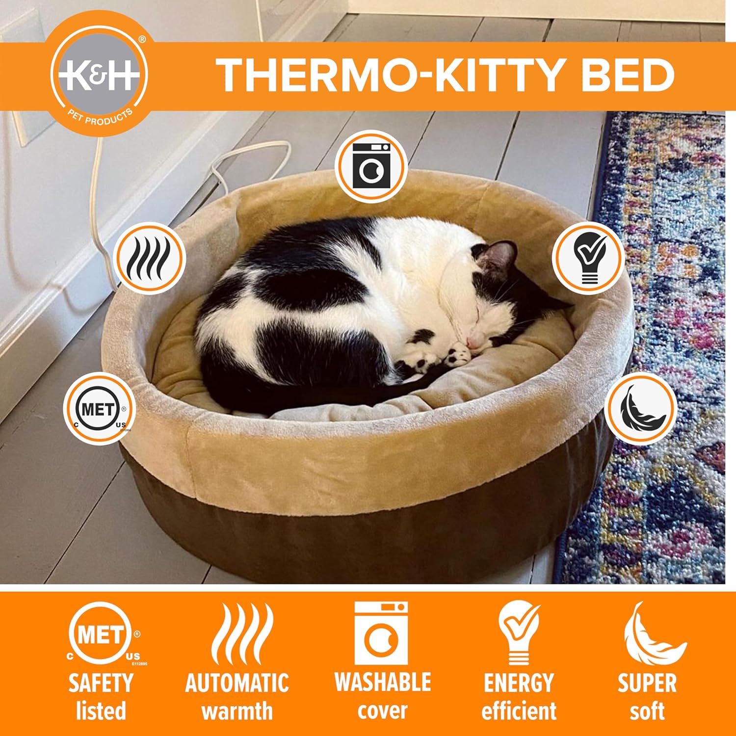 K&H Thermo-Kitty Heated Pet Bed - Various Colours/Sizes Available