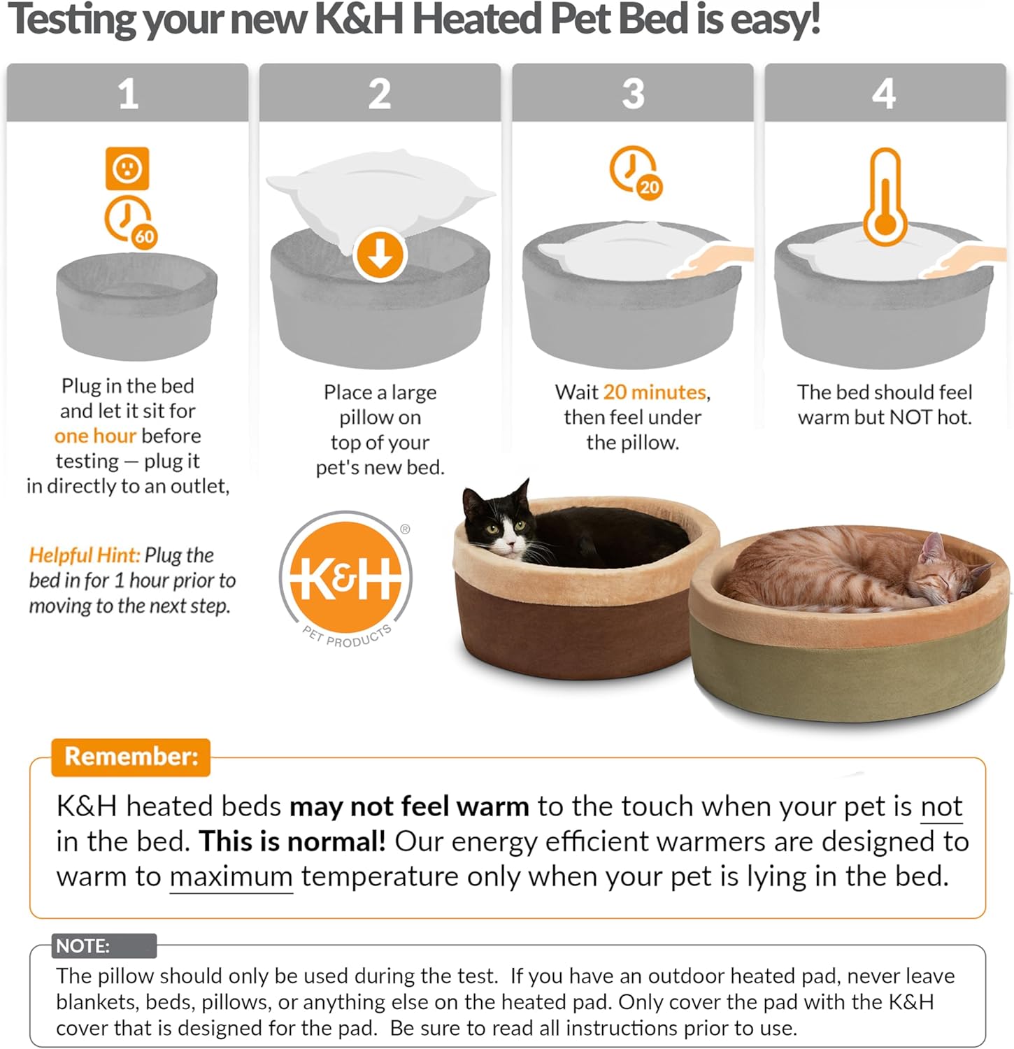K&H Thermo-Kitty Heated Pet Bed - Various Colours/Sizes Available