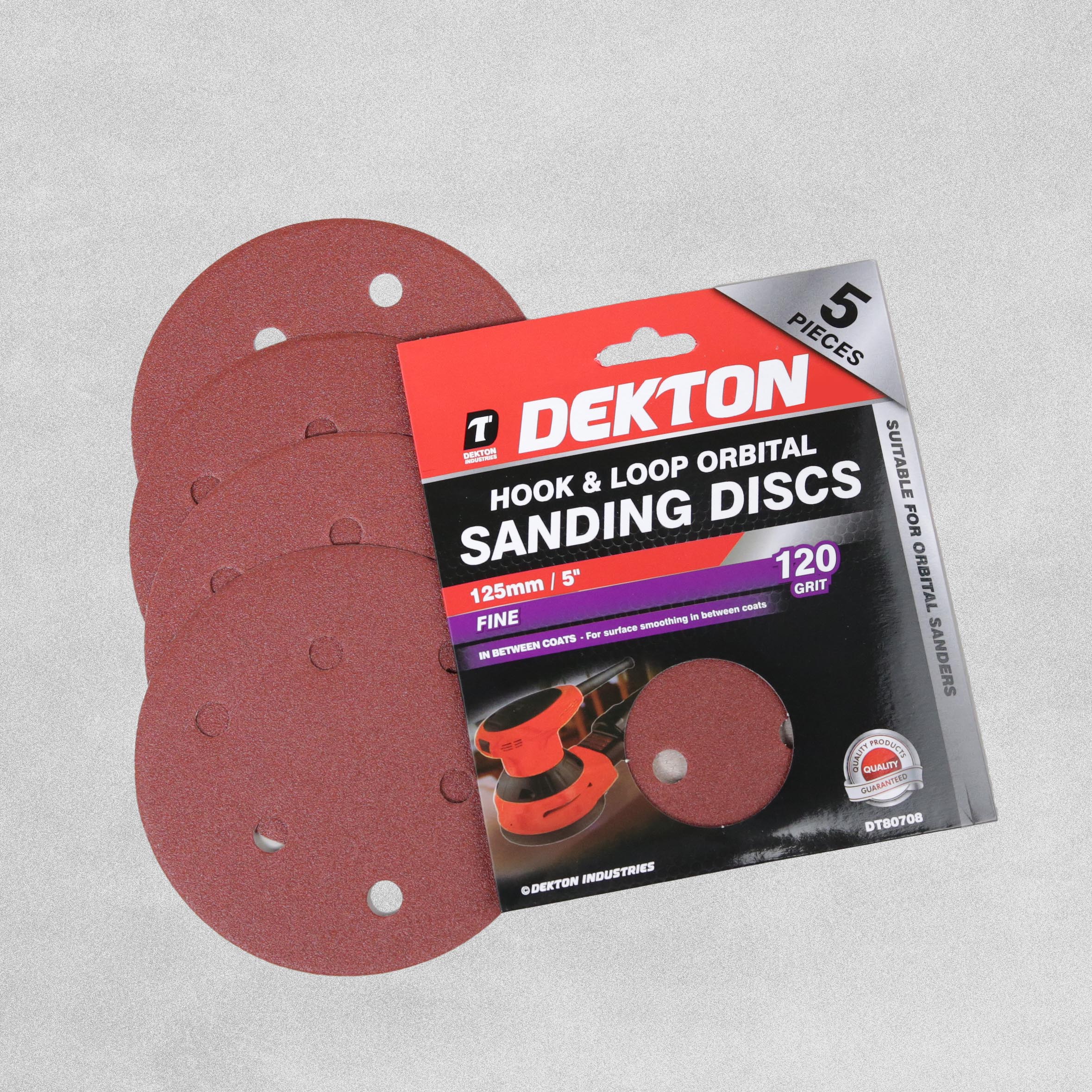 Dekton Hook & Loop Orbital Sanding Disks 125mm - Fine 120 Grit