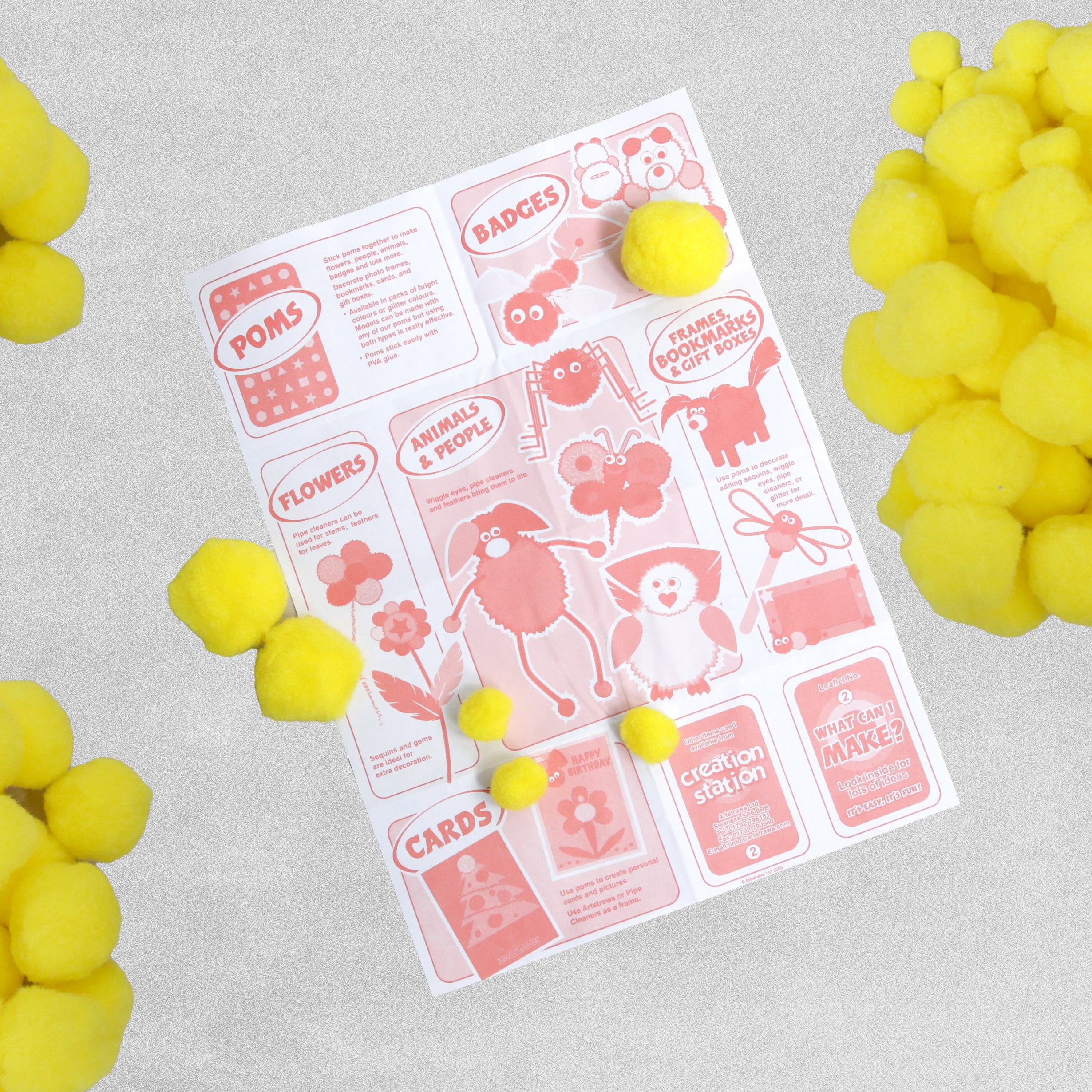 Yellow Pom Poms - Pack of 100