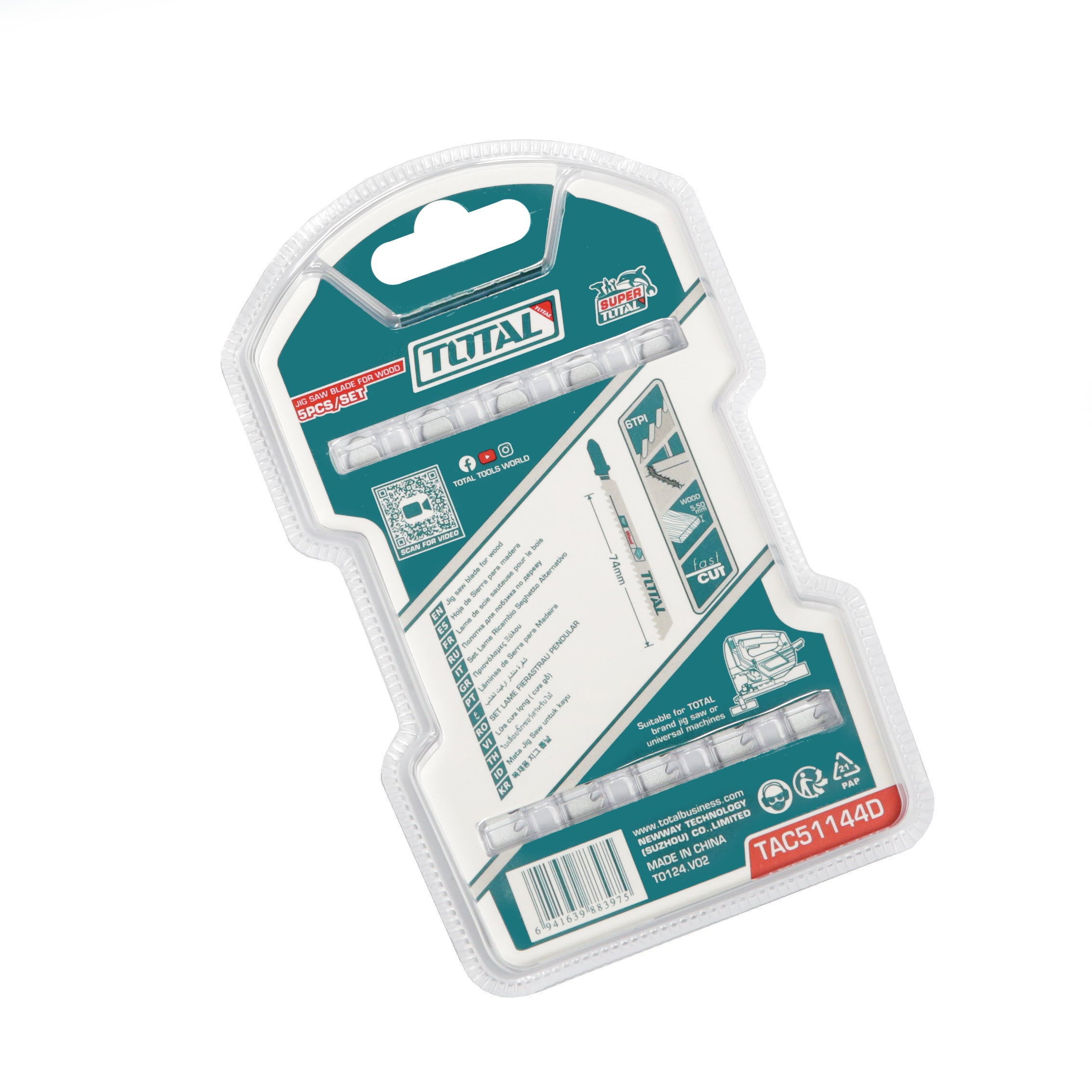 Total Jig Saw Blades for Wood - 5pcs - TAC51144D