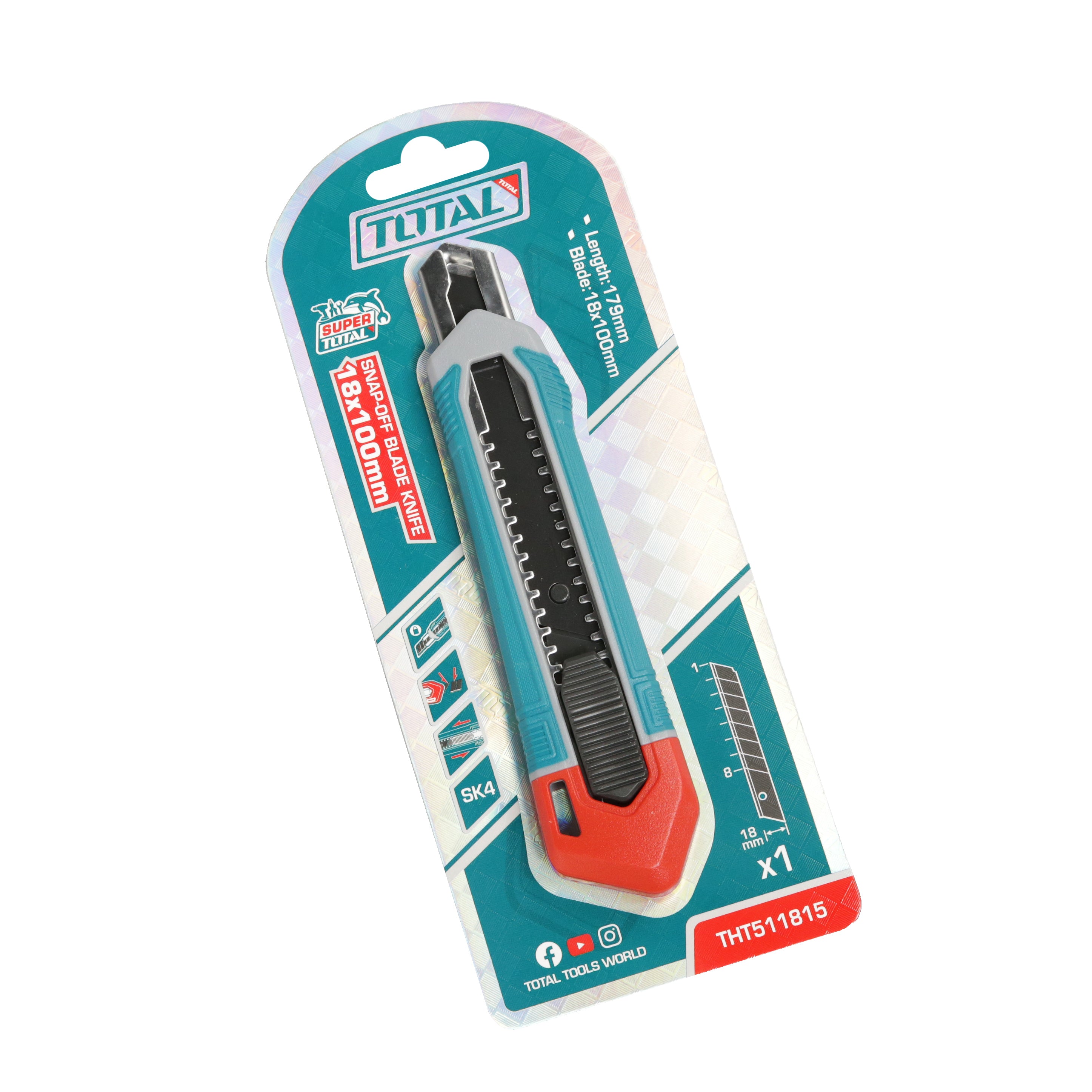 Total Snap Off Blade Knife - 18mm x 100mm - THT511815