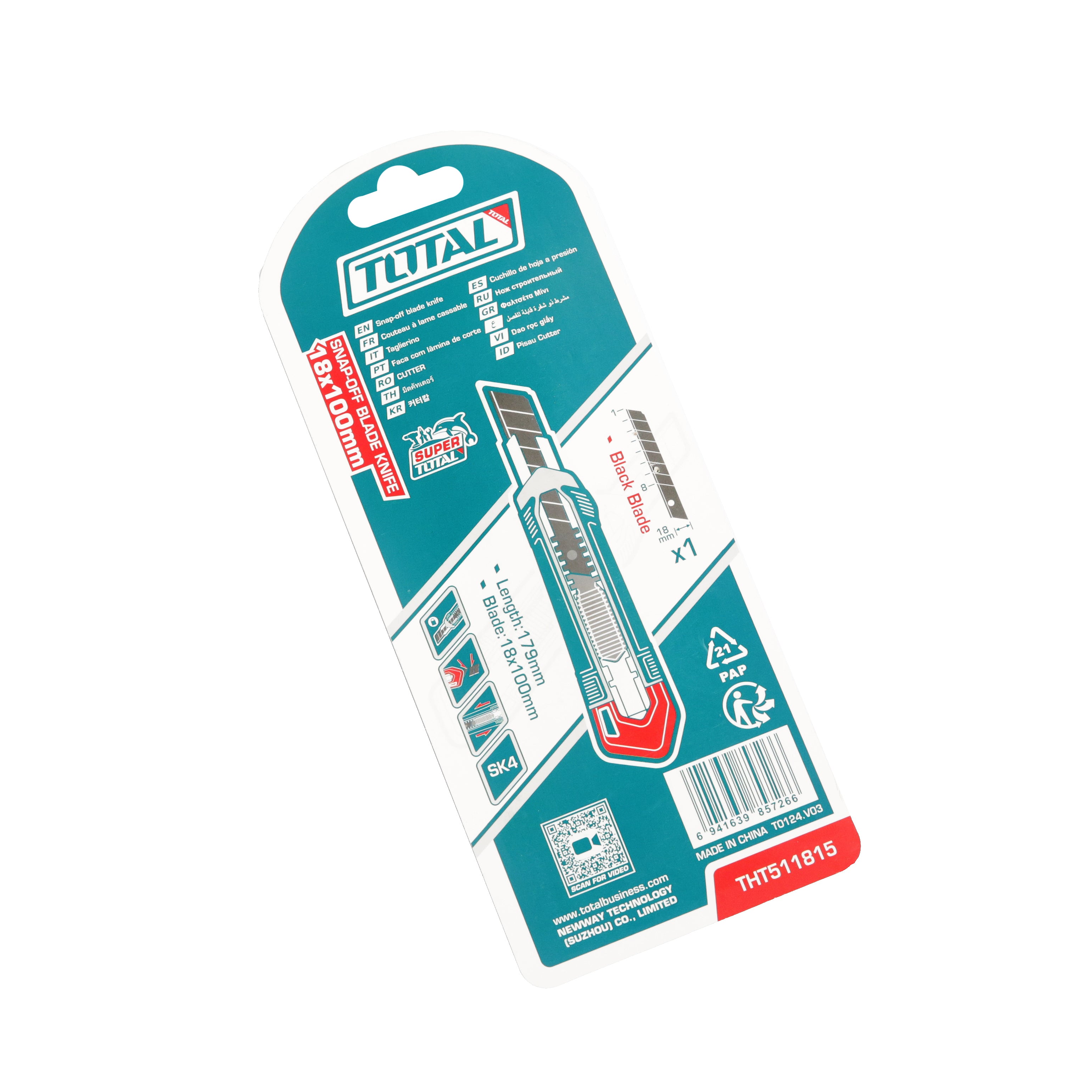 Total Snap Off Blade Knife - 18mm x 100mm - THT511815