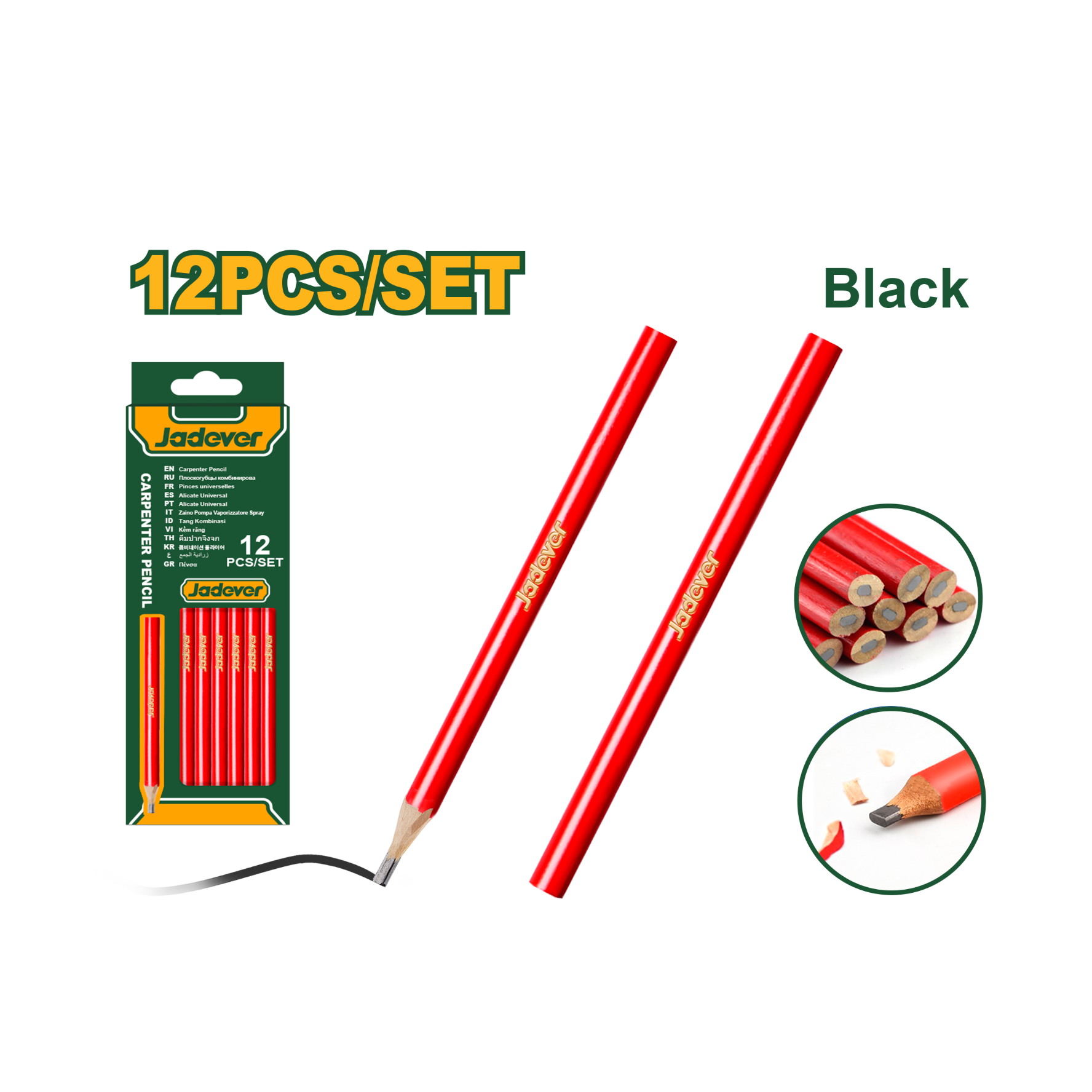 Jadever Carpenter Pencil 12 PCS Set