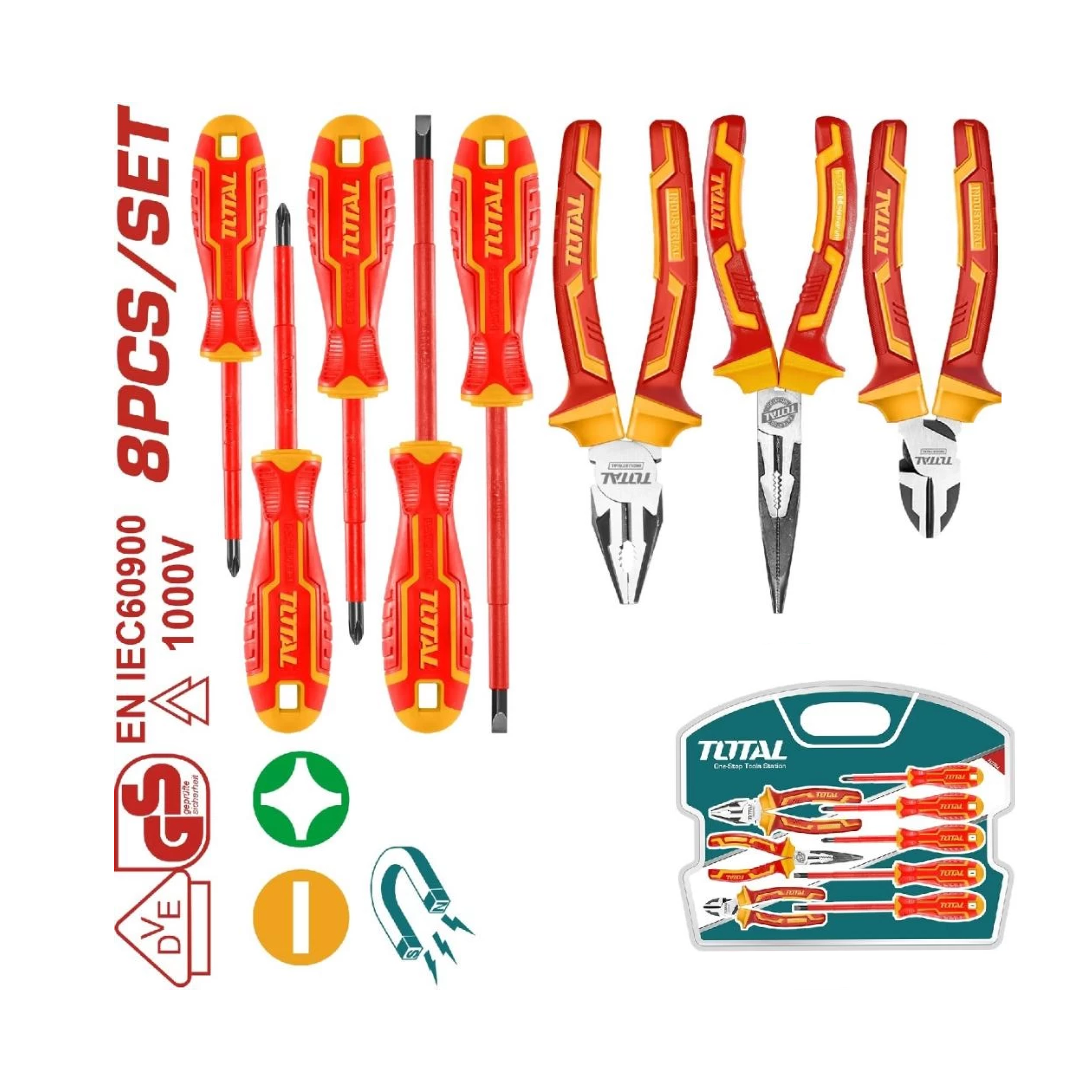 Total Insulated Hand Tools Set - 8pcs - THKIST3082