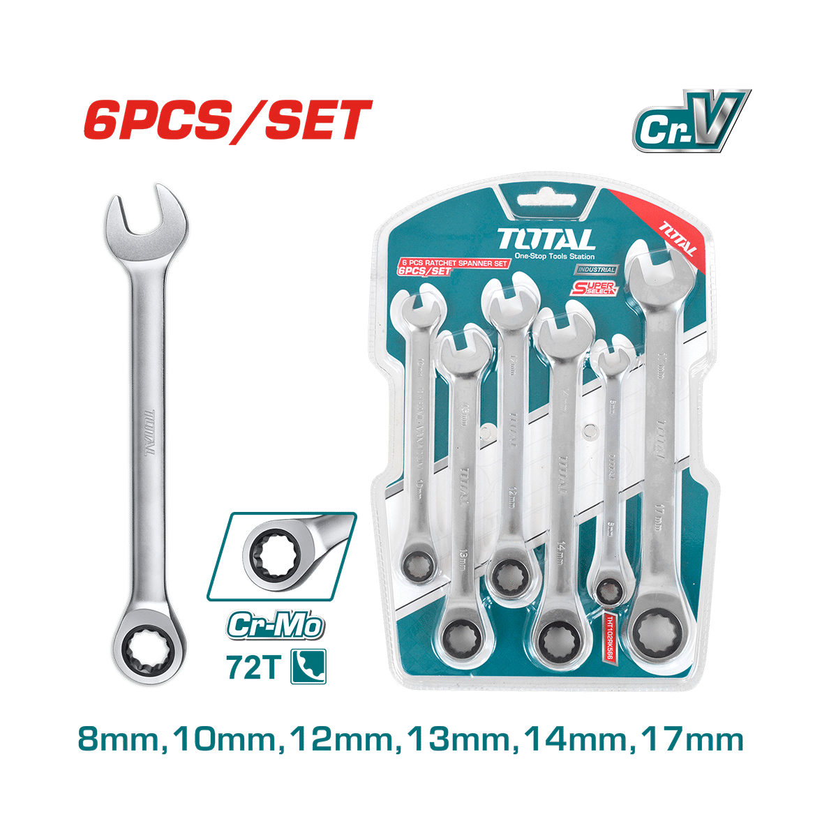 Total Ratchet Spanner Set - 6pcs - THT102RK566