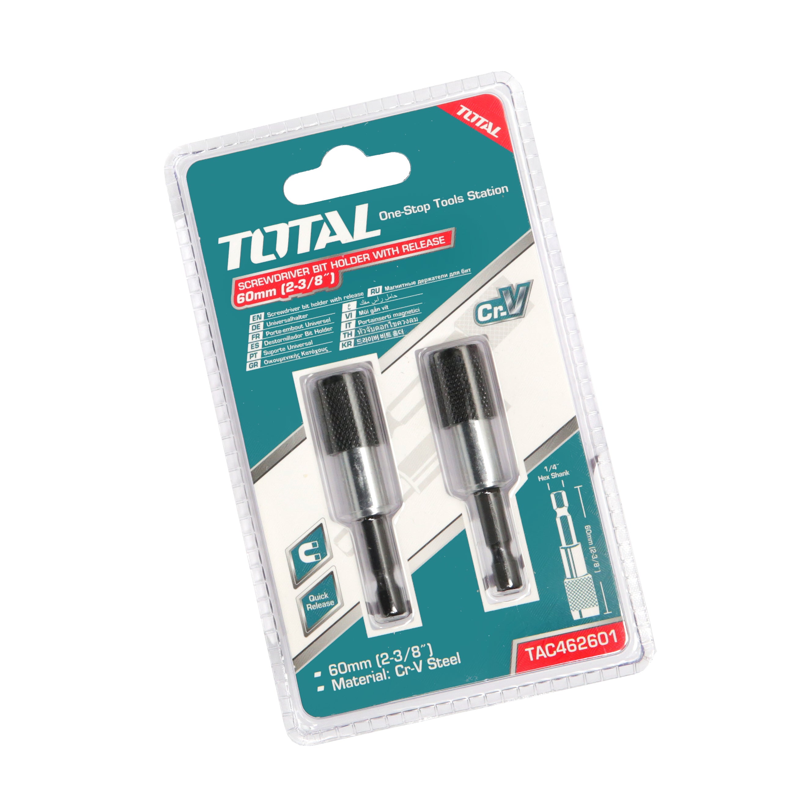 Total Screwdriver Bit Holder with Release - 2pcs - TAC462601