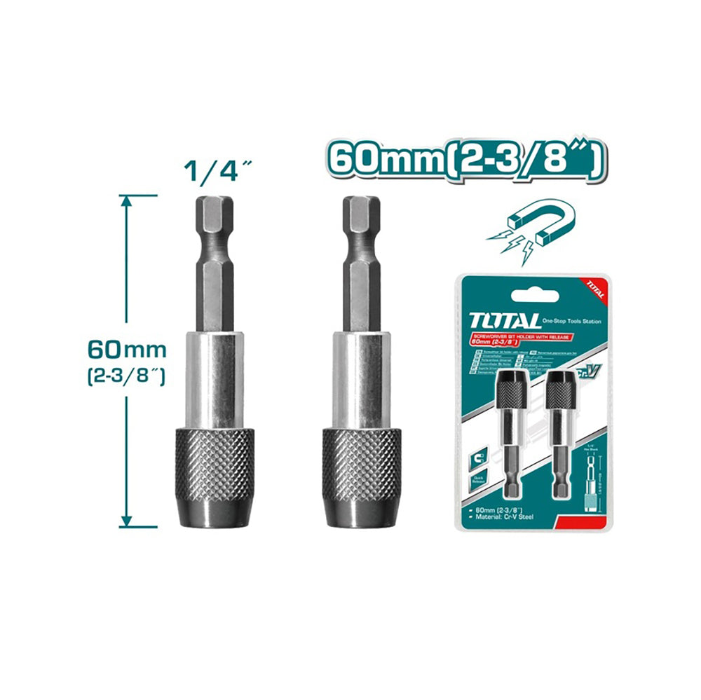 Total Screwdriver Bit Holder with Release - 2pcs - TAC462601