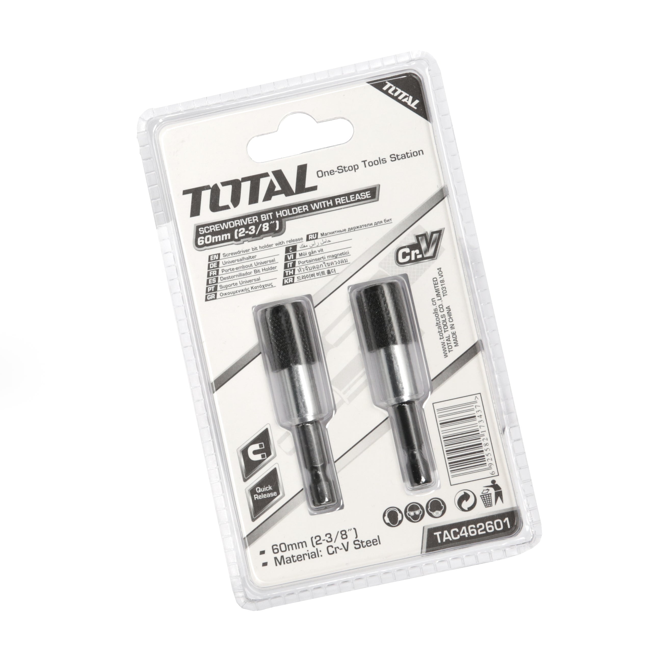 Total Screwdriver Bit Holder with Release - 2pcs - TAC462601