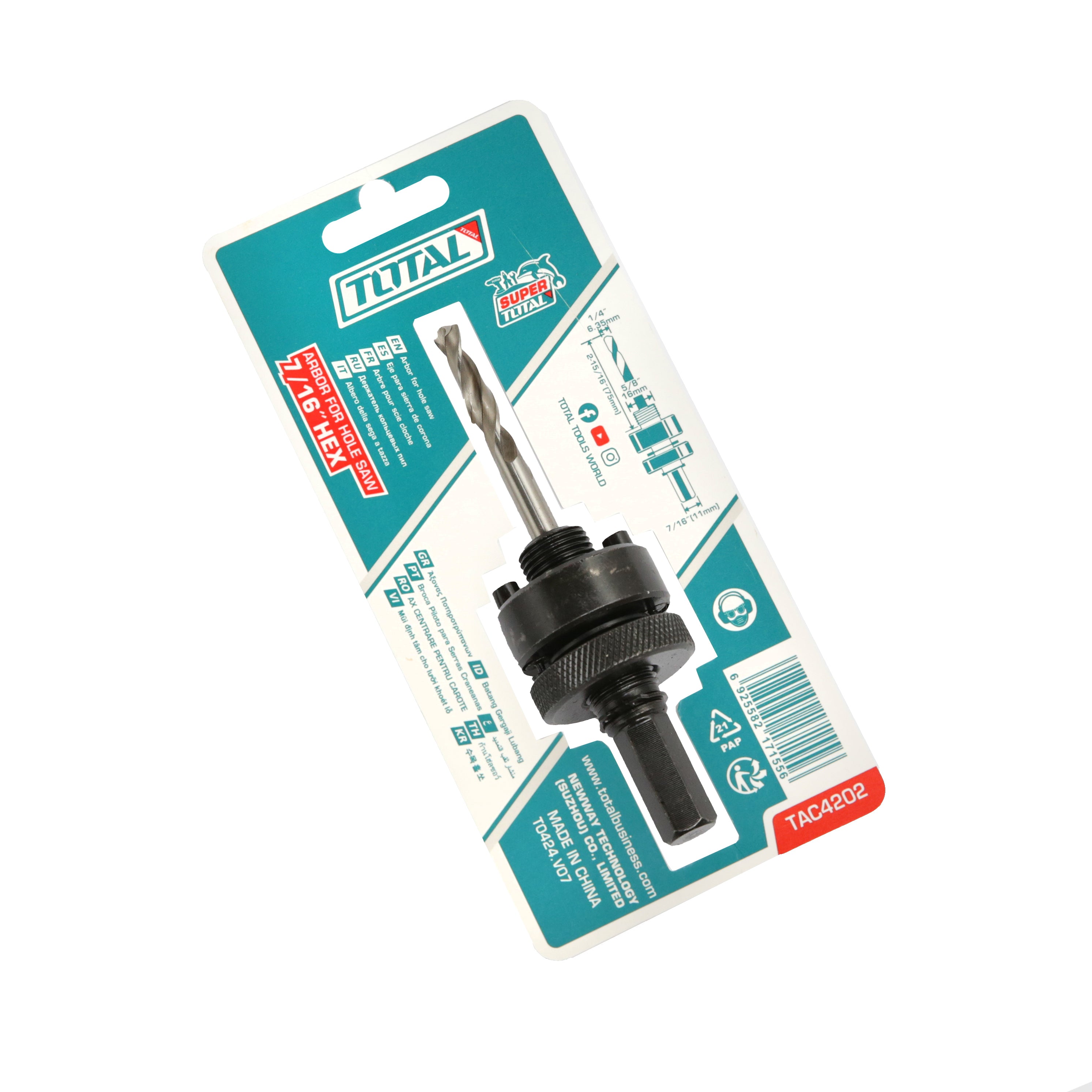 Total Arbor for Hole Saw - 7/16" Hex - TAC4202