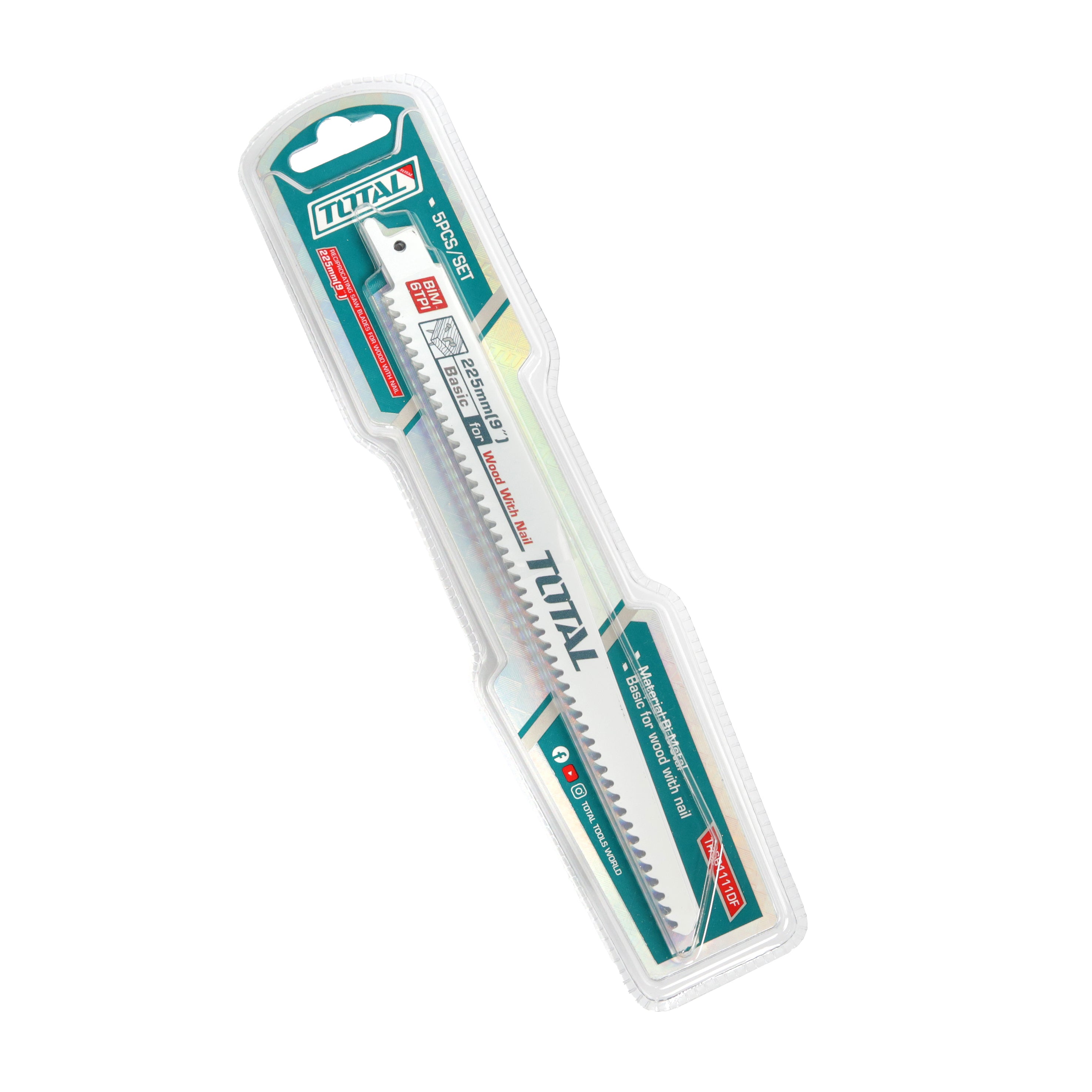 Total Reciprocating Saw Blades for Wood with Nail - 5pcs - TRSB1111DF