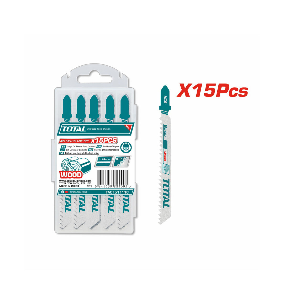 Total Jig Saw Blade Set for Wood - 15pcs - TAC151111C