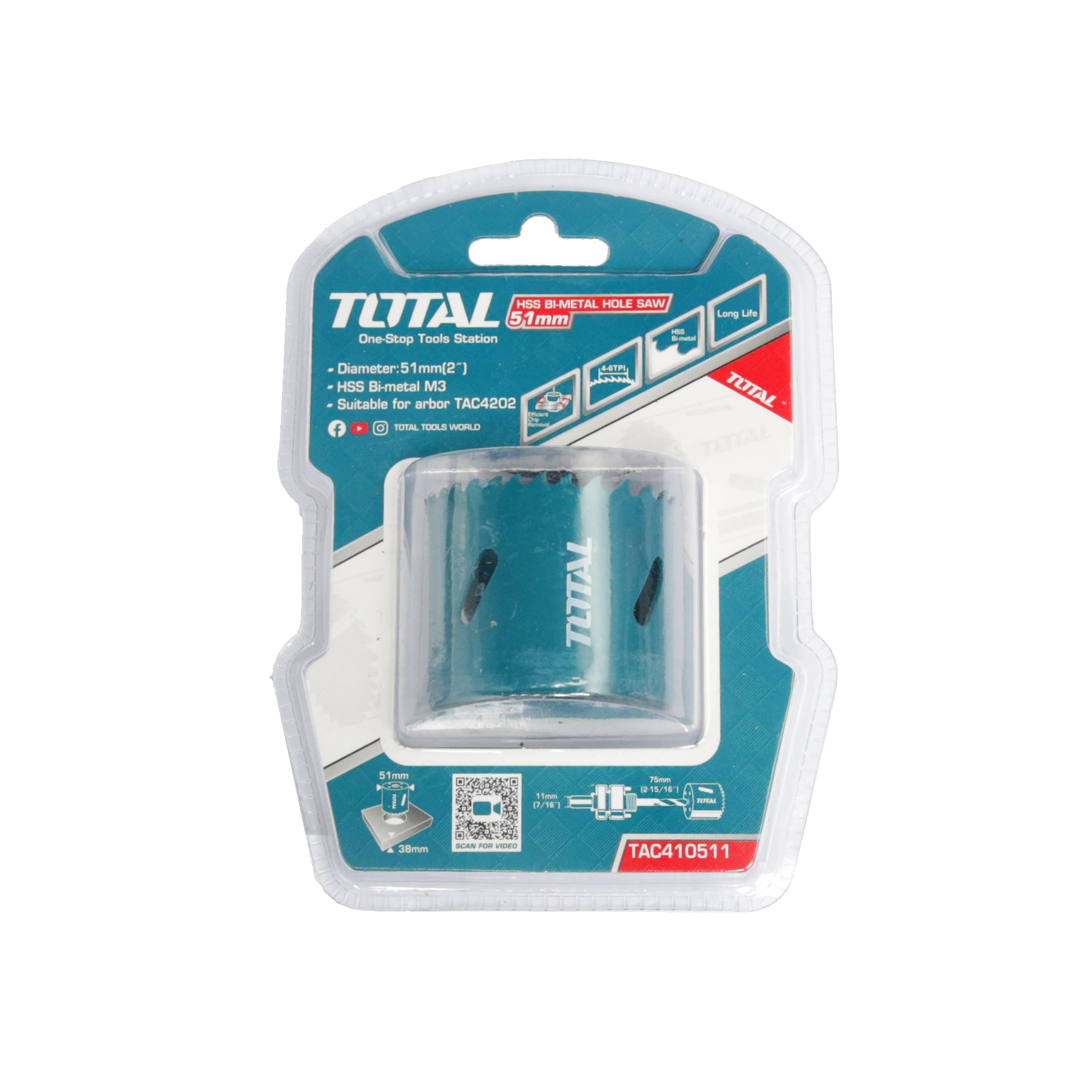 Total HSS Bi-Metal Hole Saw - 51mm - TAC410511
