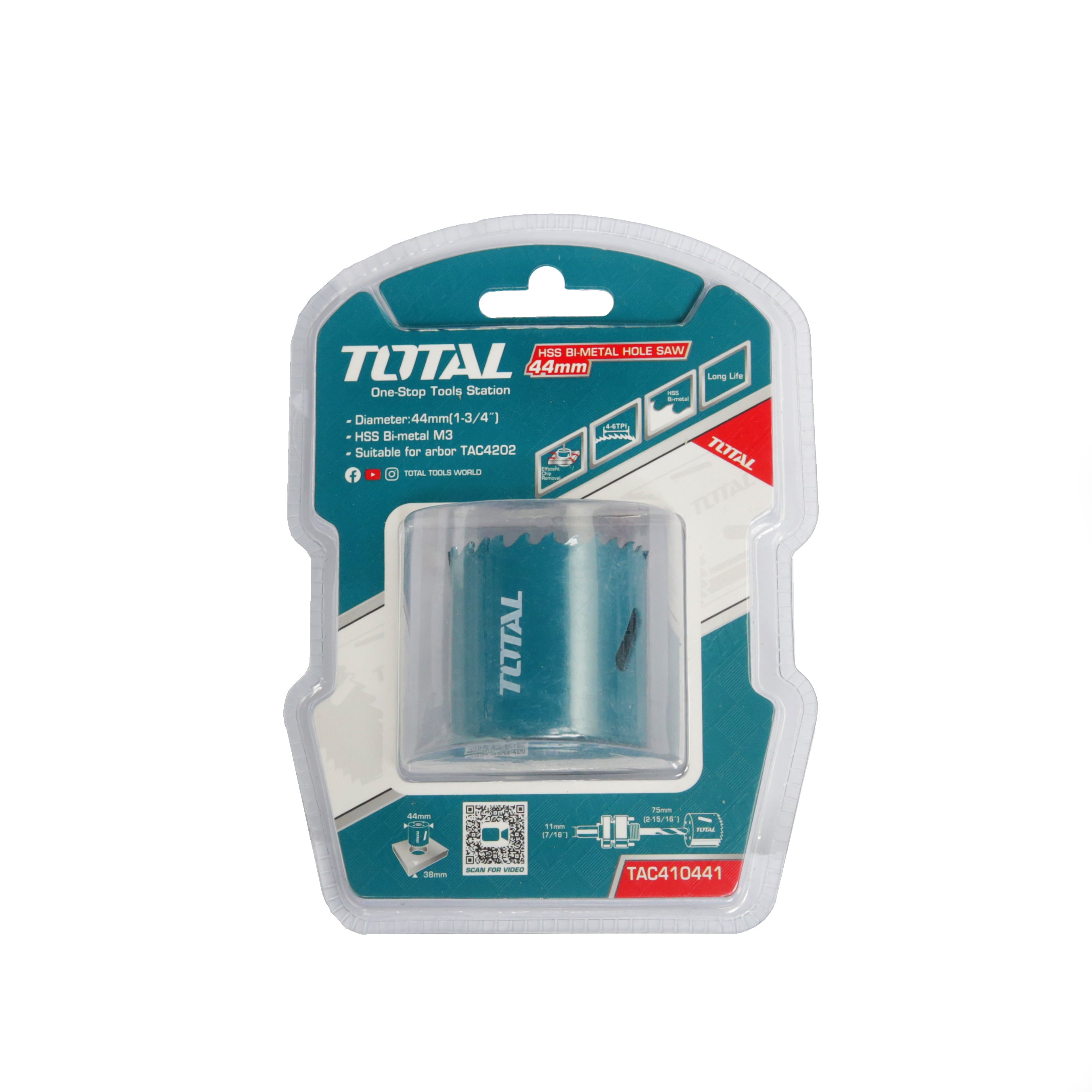 Total HSS Bi-Metal Hole Saw - 44mm - TAC410441