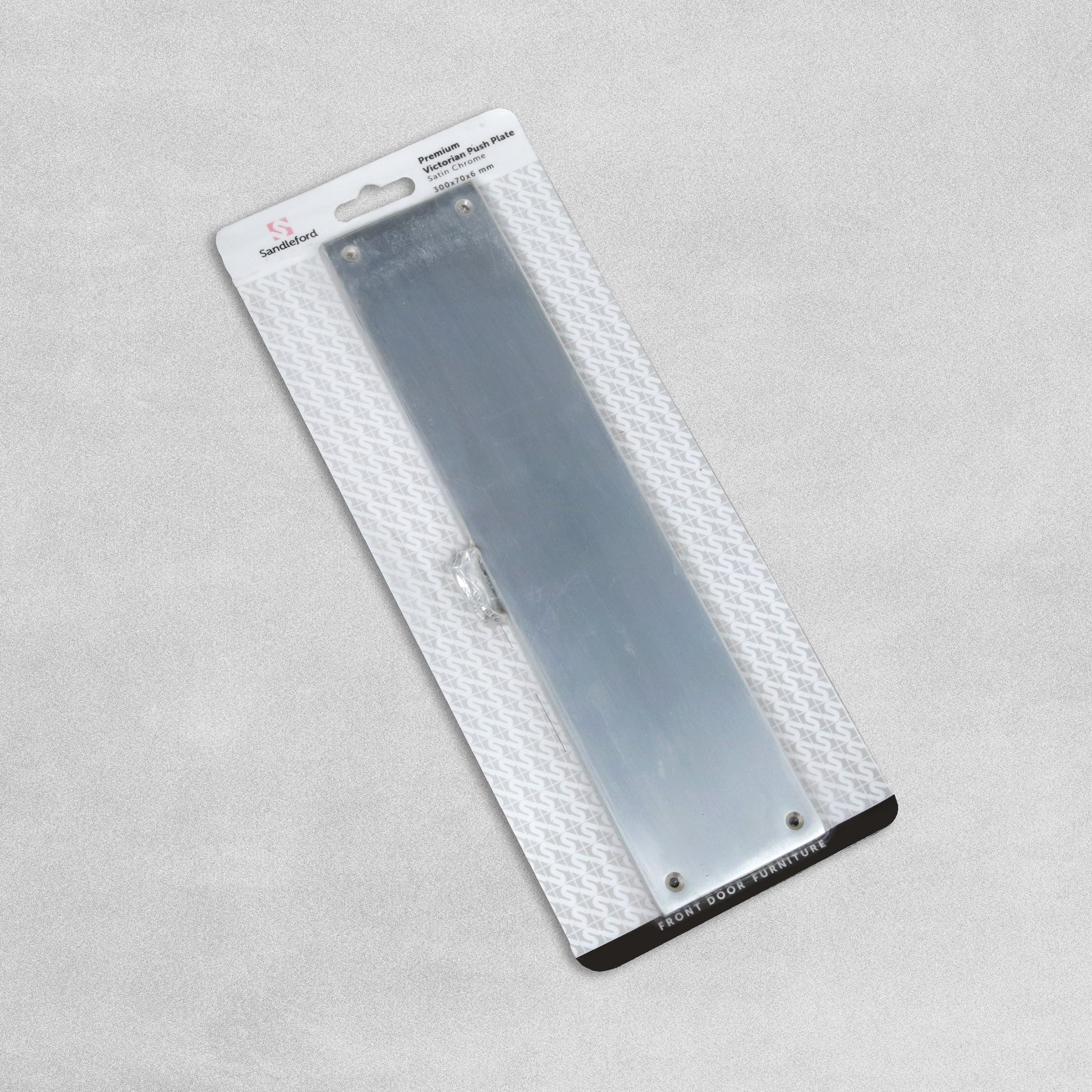 Sandleford Premium Victorian Push Plate - Satin Chrome - 300 x 70 x 6mm