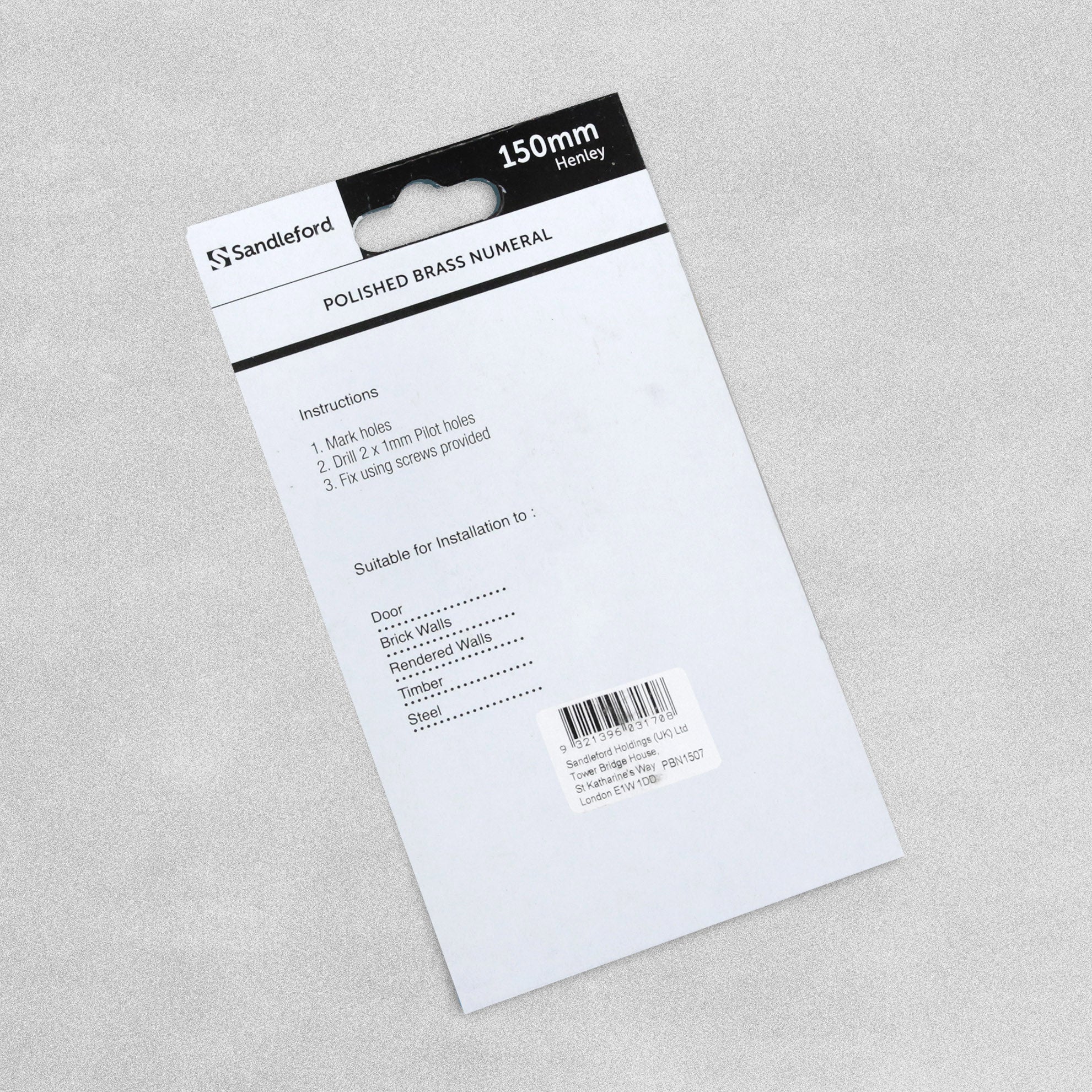 Sandleford Polished Brass Numeral - 150mm - Number 7