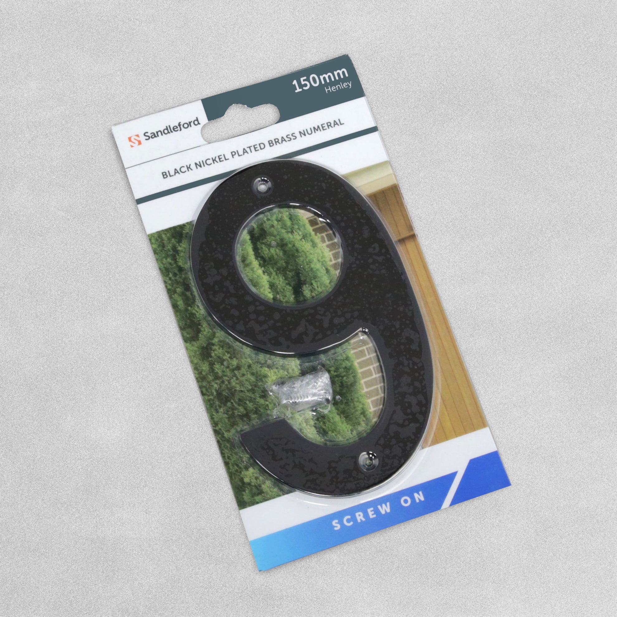 Sandleford Black Nickel Plated Brass Numeral - 150mm - Number 9