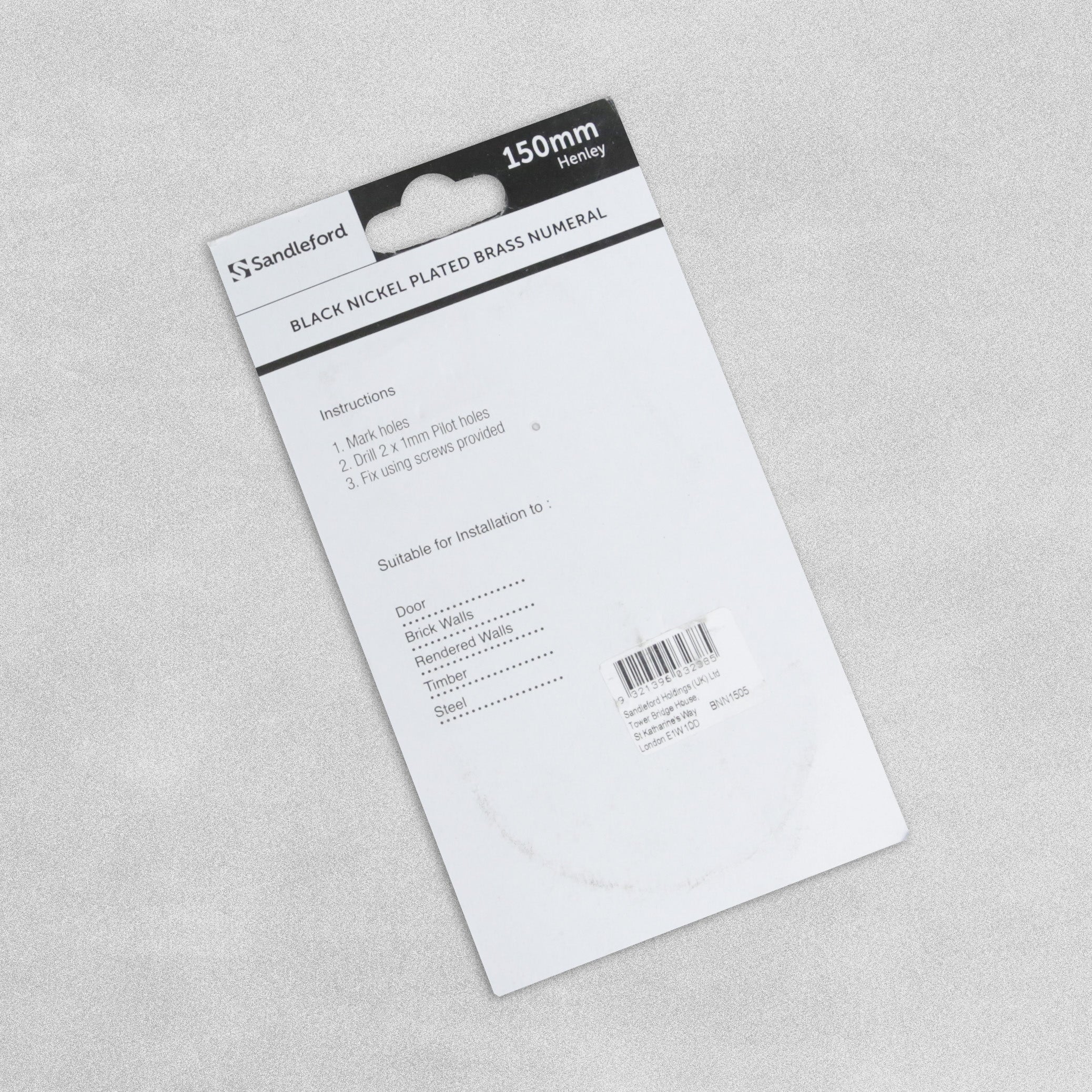 Sandleford Black Nickel Plated Brass Numeral - 150mm - Number 5